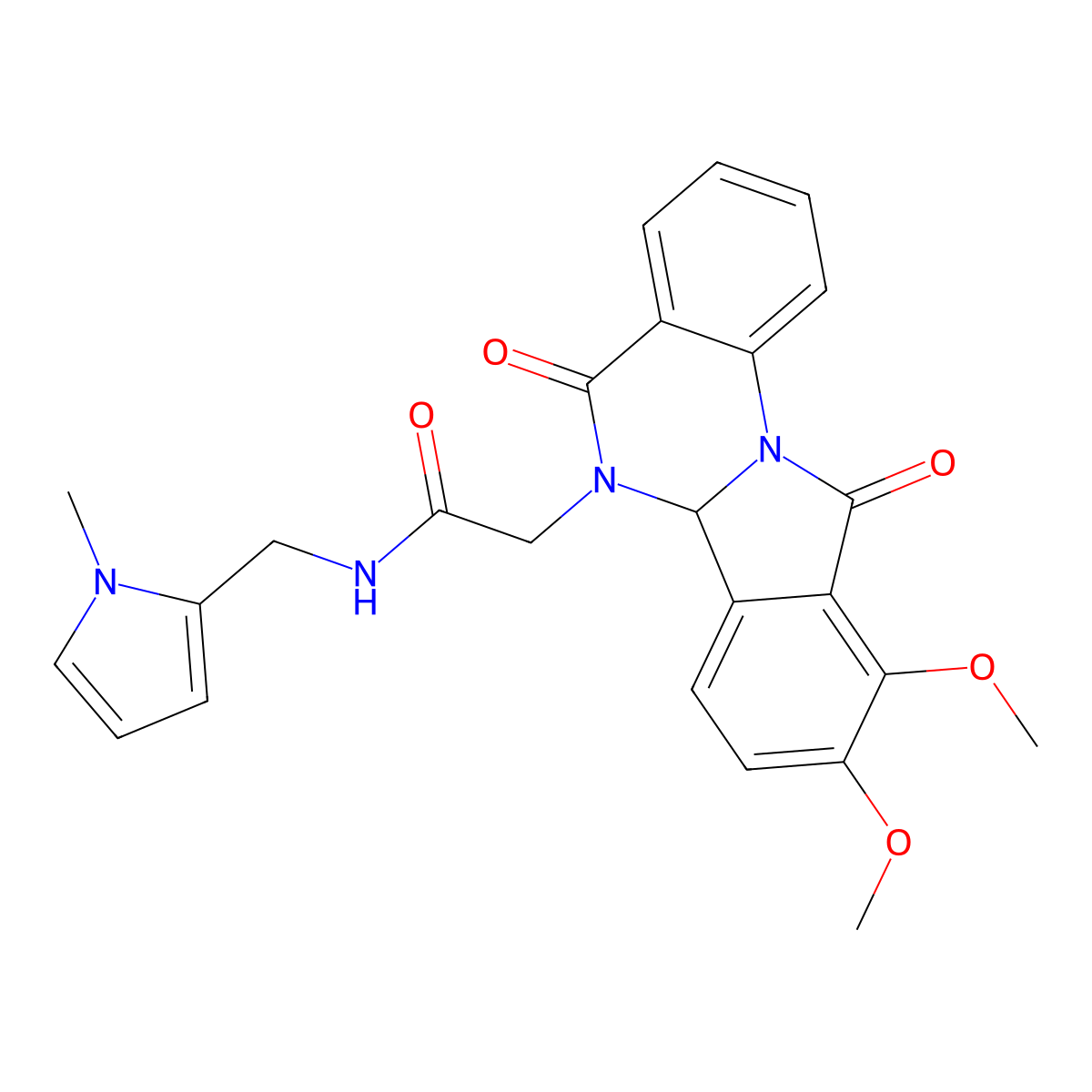 2-(9,10-dimethoxy-5,11-dioxo-6a,11-dihydroisoindolo[2,1-a]quinazolin-6(5H)-yl)-N-[(1-methyl-1H-pyrrol-2-yl)methyl]acetamide molecular structure, CAS 1676078-23-1