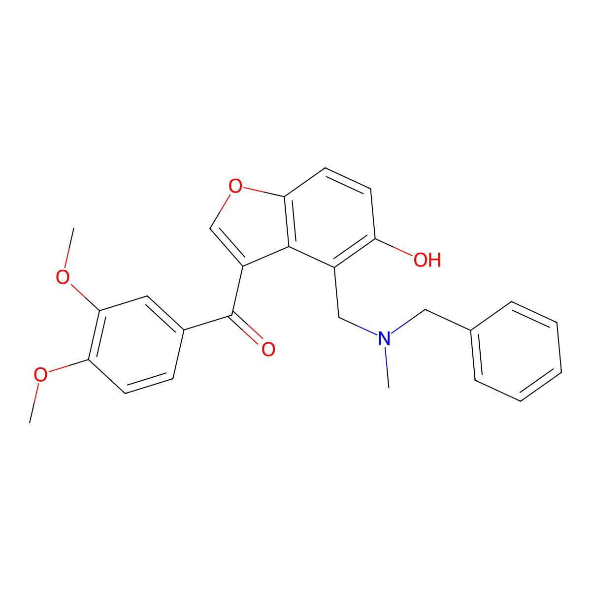 (4-{[Benzyl(methyl)amino]methyl}-5-hydroxy-1-benzofuran-3-yl)(3,4-dimethoxyphenyl)methanone molecular structure, CAS 1676078-25-3
