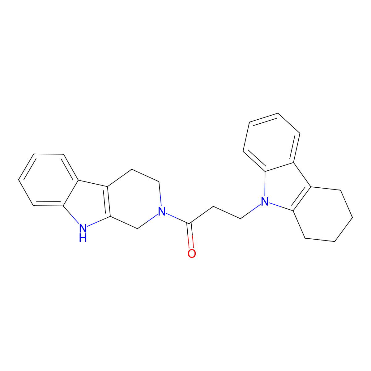 3-(1,2,3,4-tetrahydro-9H-carbazol-9-yl)-1-(1,3,4,9-tetrahydro-2H-beta-carbolin-2-yl)propan-1-one molecular structure, CAS 1676078-36-6