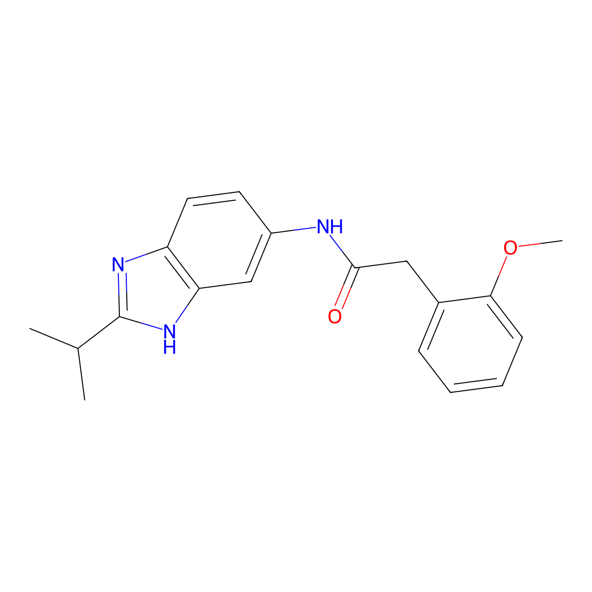 2-(2-methoxyphenyl)-N-[2-(propan-2-yl)-1H-benzimidazol-5-yl]acetamide molecular structure, CAS 1676079-34-7