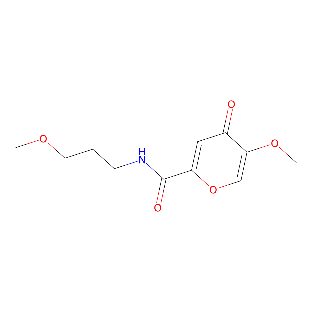 5-methoxy-N-(3-methoxypropyl)-4-oxo-4H-pyran-2-carboxamide molecular structure, CAS 1676079-39-2