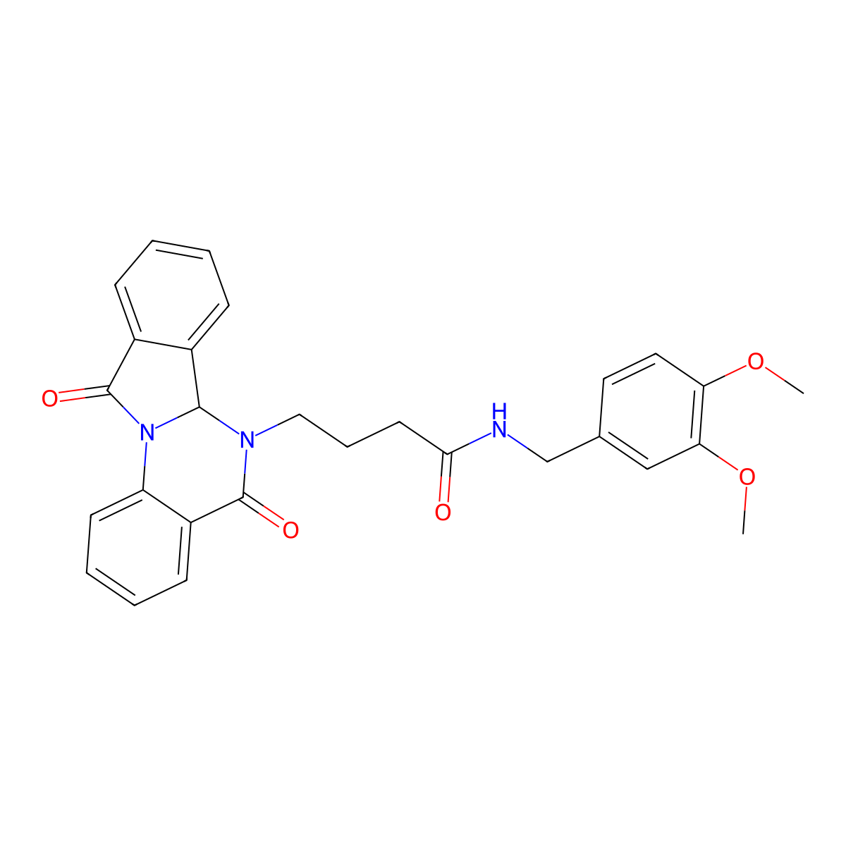 N-(3,4-dimethoxybenzyl)-4-(5,11-dioxo-6a,11-dihydroisoindolo[2,1-a]quinazolin-6(5H)-yl)butanamide molecular structure, CAS 1676081-72-3