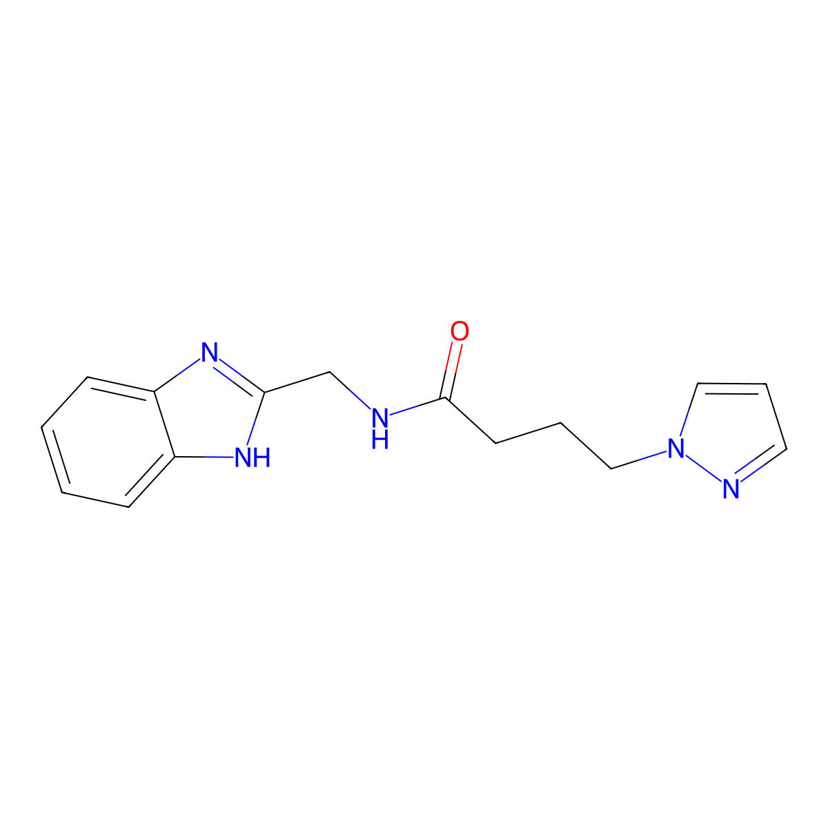 N-(1H-benzimidazol-2-ylmethyl)-4-(1H-pyrazol-1-yl)butanamide molecular structure, CAS 1676081-90-5
