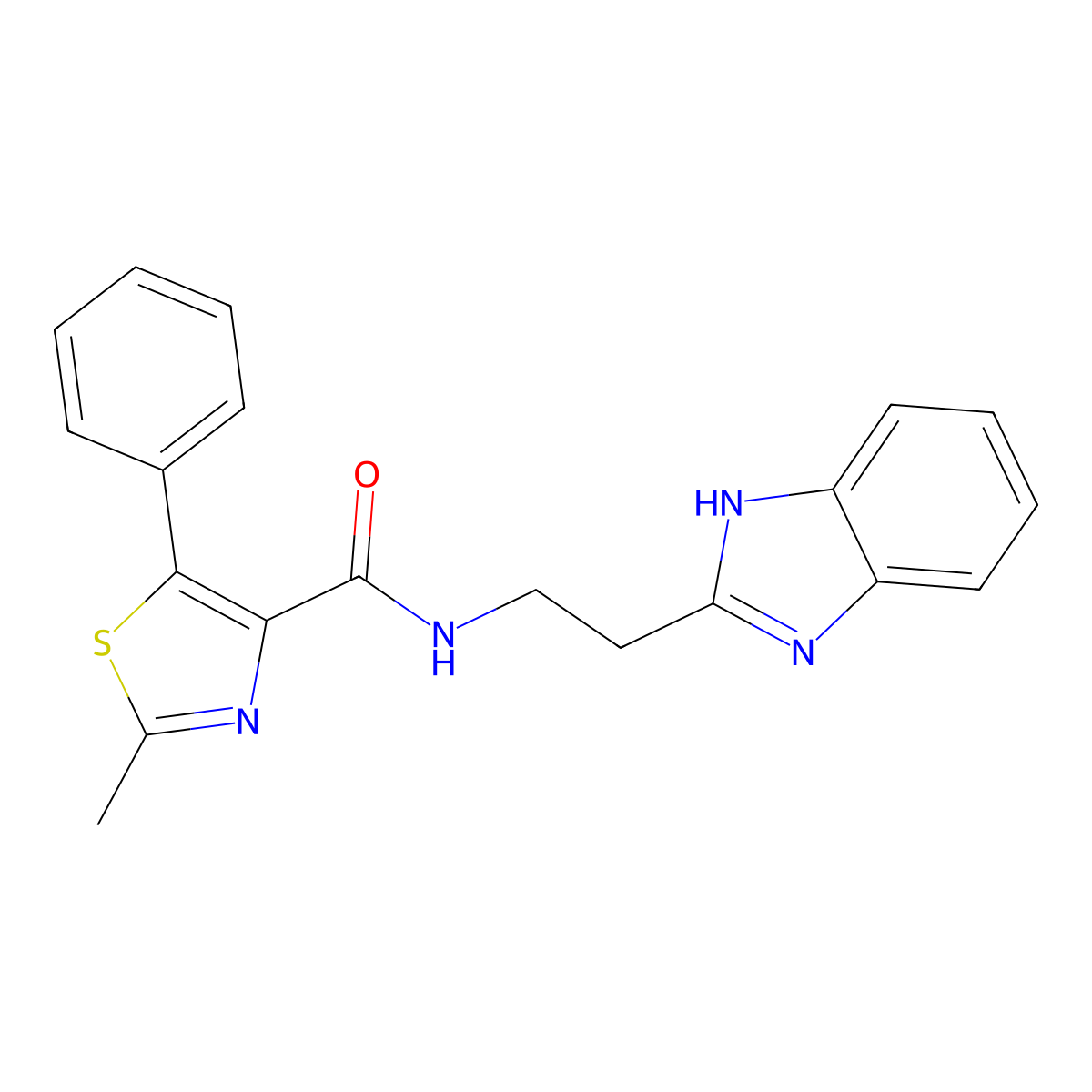N-[2-(1H-benzimidazol-2-yl)ethyl]-2-methyl-5-phenyl-1,3-thiazole-4-carboxamide molecular structure, CAS 1676082-11-3