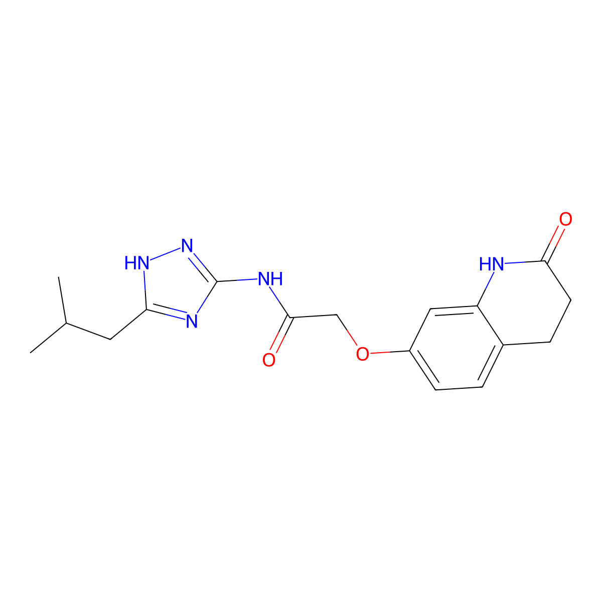 2-[(2-hydroxy-3,4-dihydroquinolin-7-yl)oxy]-N-[5-(2-methylpropyl)-1H-1,2,4-triazol-3-yl]acetamide molecular structure, CAS 1676082-20-4