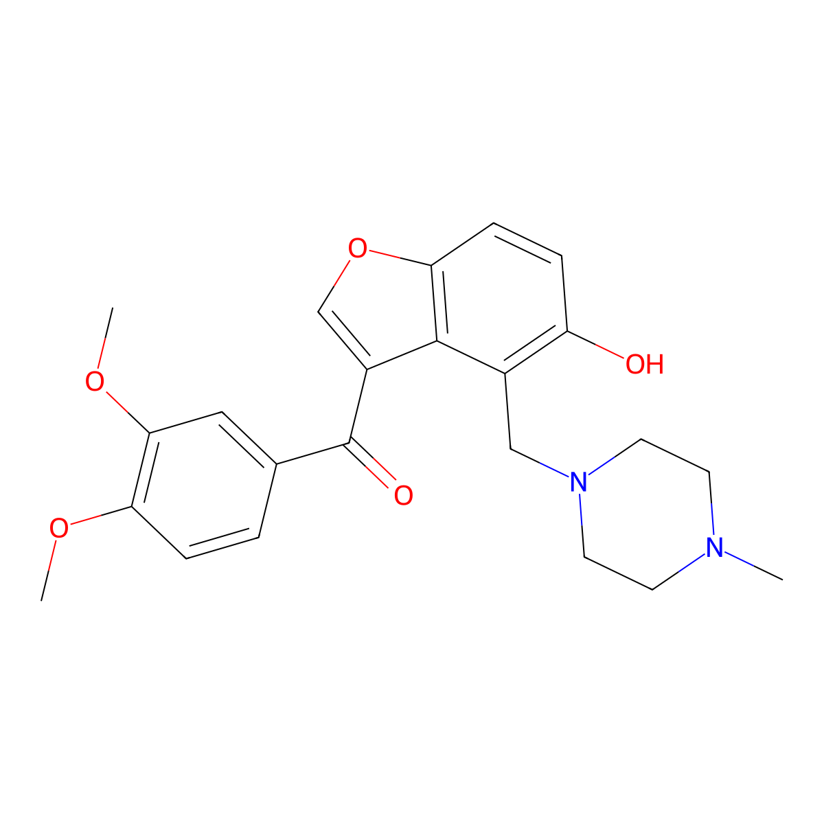 (3,4-Dimethoxyphenyl){5-hydroxy-4-[(4-methylpiperazin-1-yl)methyl]-1-benzofuran-3-yl}methanone molecular structure, CAS 1676082-34-0