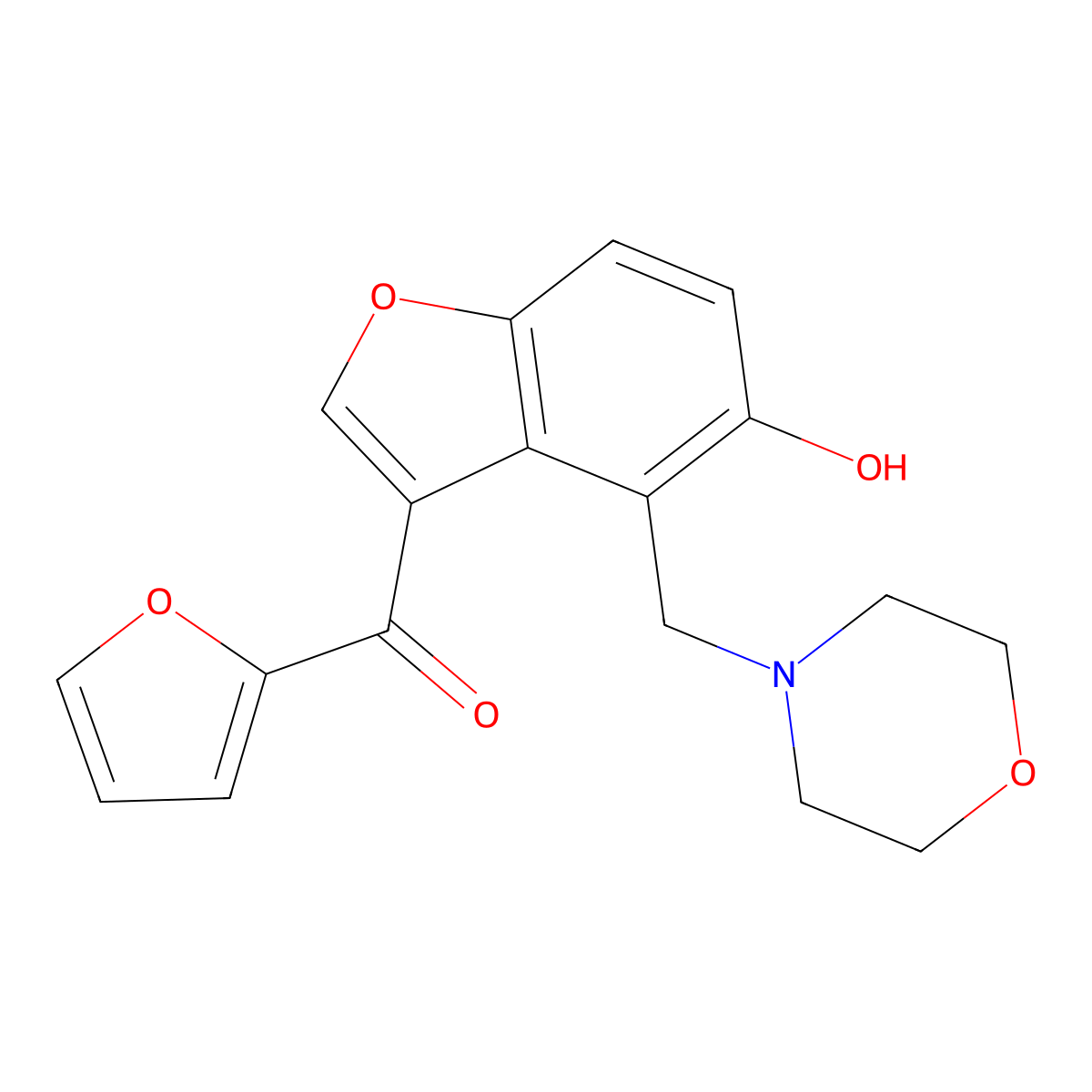 Furan-2-yl[5-hydroxy-4-(morpholin-4-ylmethyl)-1-benzofuran-3-yl]methanone molecular structure, CAS 1676082-61-3