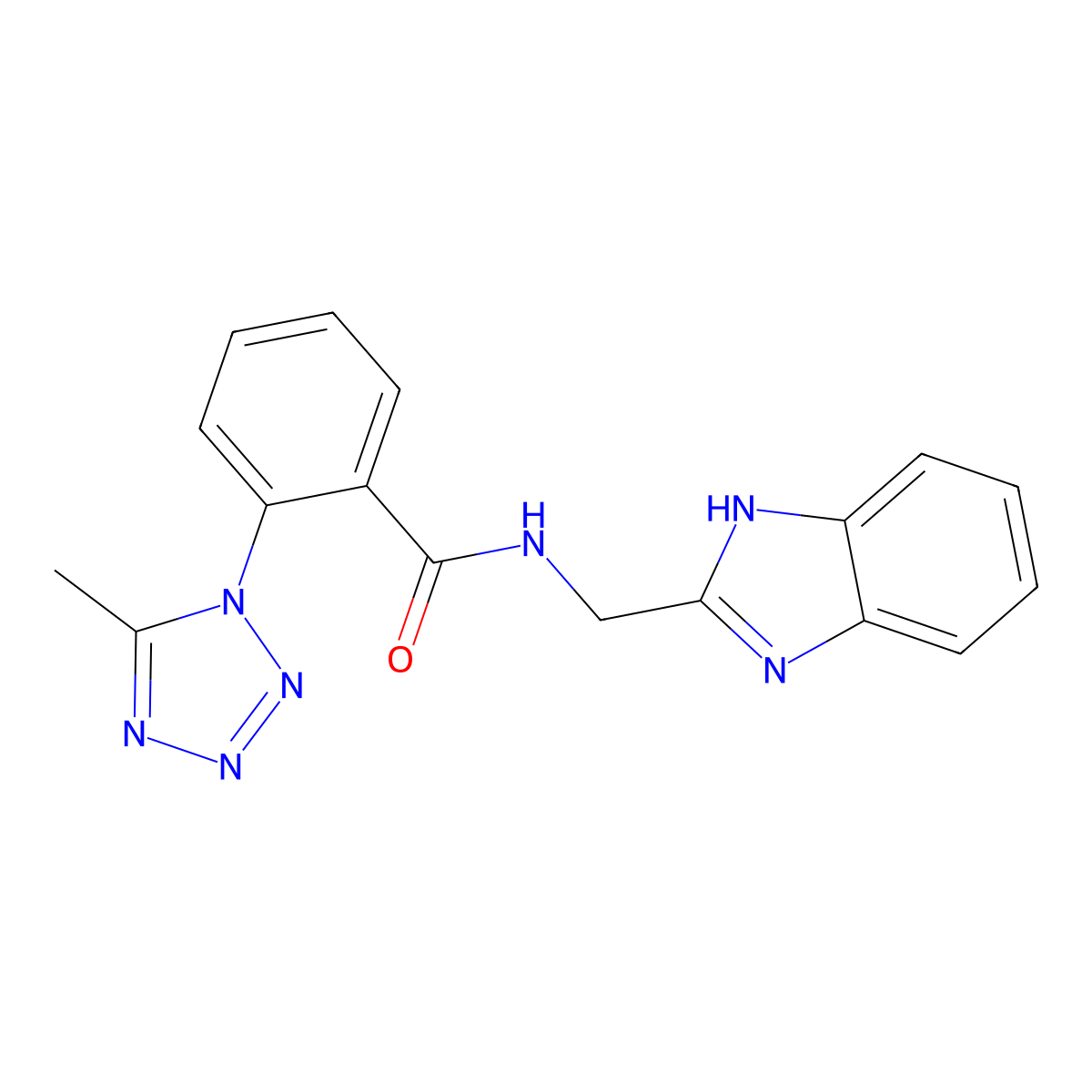 N-(1H-1,3-benzimidazol-2-ylmethyl)-2-(5-methyl-1H-1,2,3,4-tetraazol-1-yl)benzamide molecular structure, CAS 1676082-67-9