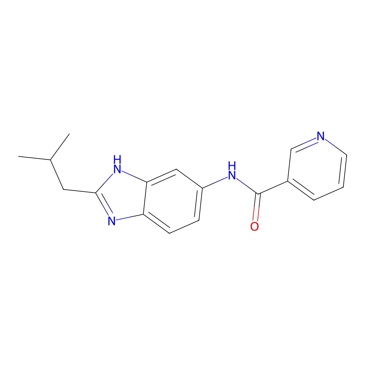 N-(2-isobutyl-1H-benzimidazol-6-yl)nicotinamide molecular structure, CAS 1676082-70-4