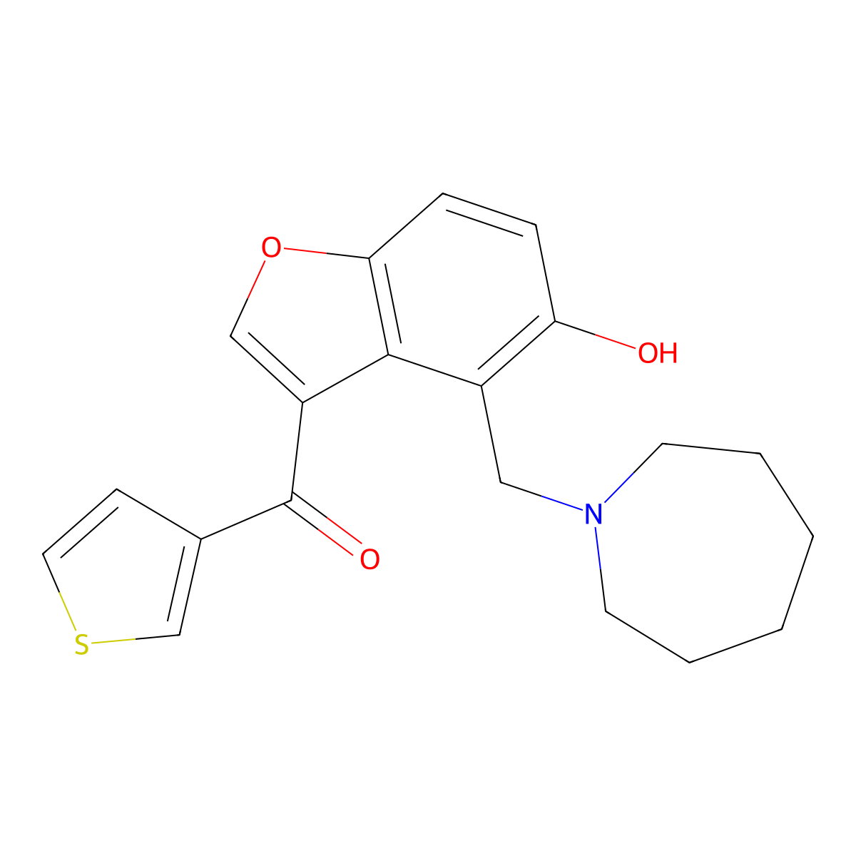 [4-(Azepan-1-ylmethyl)-5-hydroxy-1-benzofuran-3-yl](thiophen-3-yl)methanone molecular structure, CAS 1676083-66-1