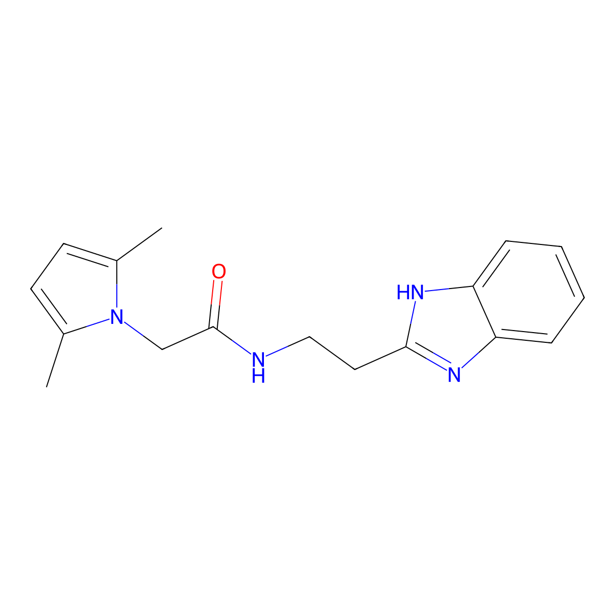 N-[2-(1H-benzimidazol-2-yl)ethyl]-2-(2,5-dimethyl-1H-pyrrol-1-yl)acetamide molecular structure, CAS 1676083-73-0
