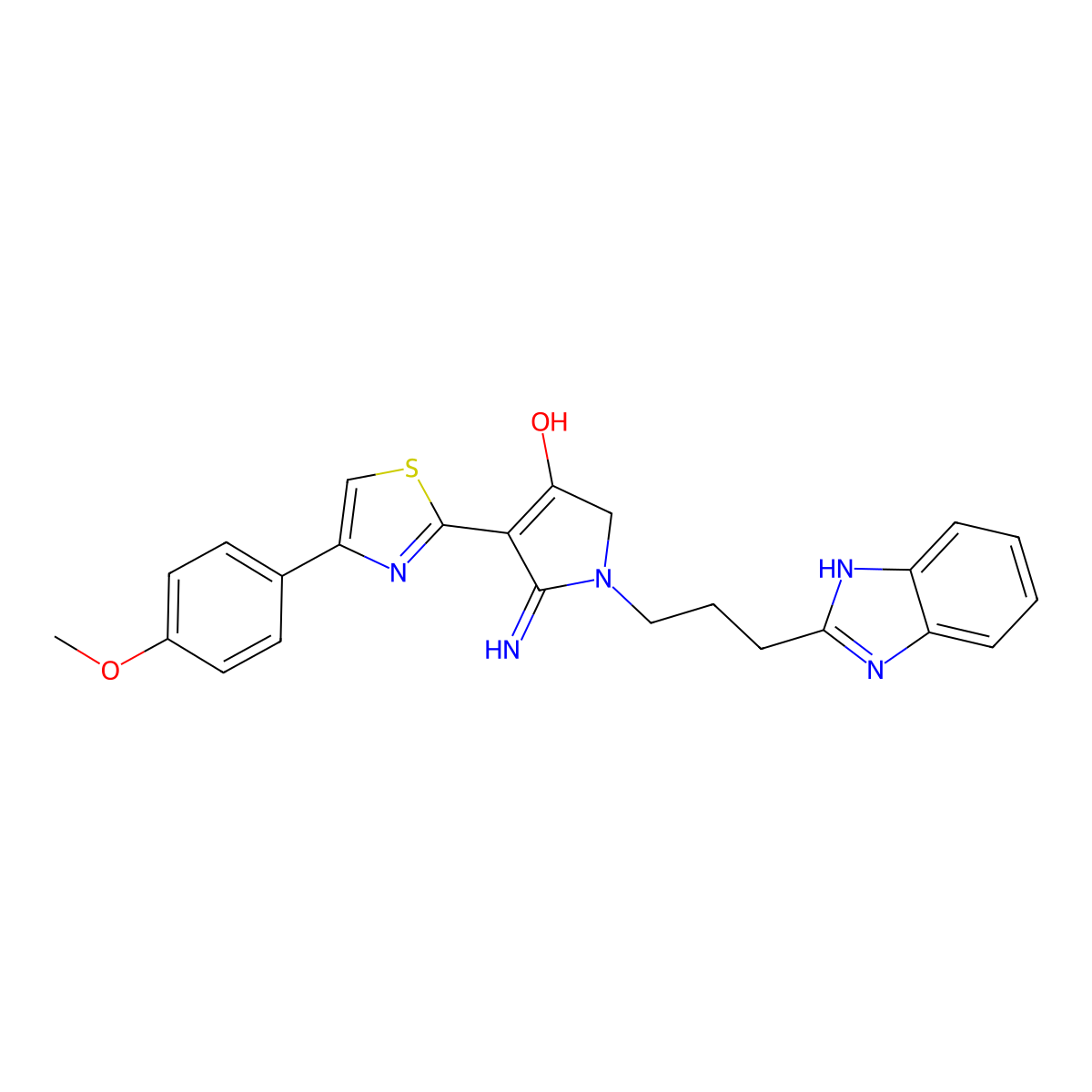 1-[3-(1H-benzimidazol-2-yl)propyl]-5-imino-4-[4-(4-methoxyphenyl)-1,3-thiazol-2-yl]-2,5-dihydro-1H-pyrrol-3-ol molecular structure, CAS 1676085-32-7