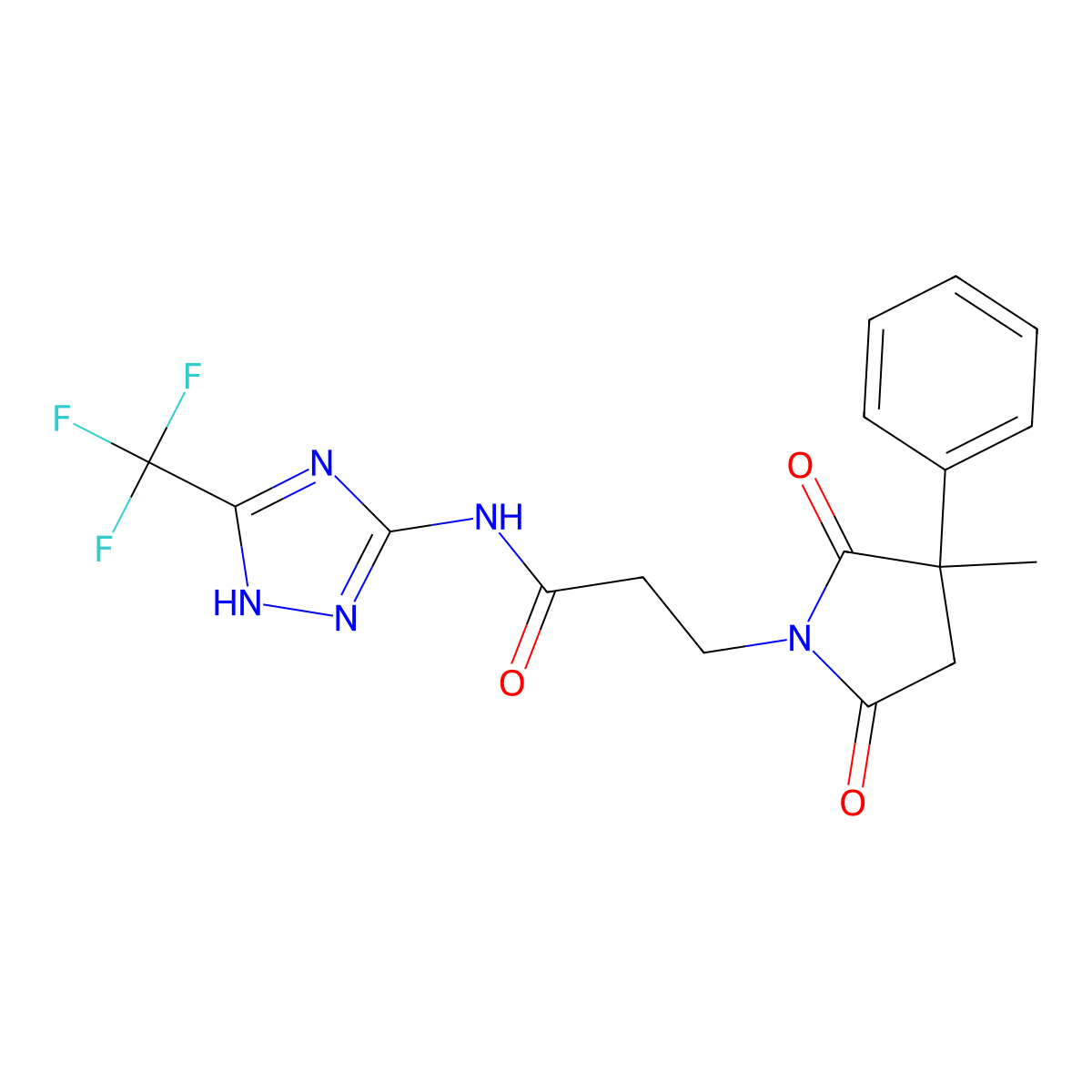 3-(3-methyl-2,5-dioxo-3-phenylpyrrolidin-1-yl)-N-[5-(trifluoromethyl)-1H-1,2,4-triazol-3-yl]propanamide molecular structure, CAS 1676085-62-3