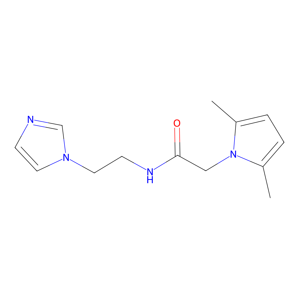 2-(2,5-dimethyl-1H-pyrrol-1-yl)-N-[2-(1H-imidazol-1-yl)ethyl]acetamide molecular structure, CAS 1676085-63-4