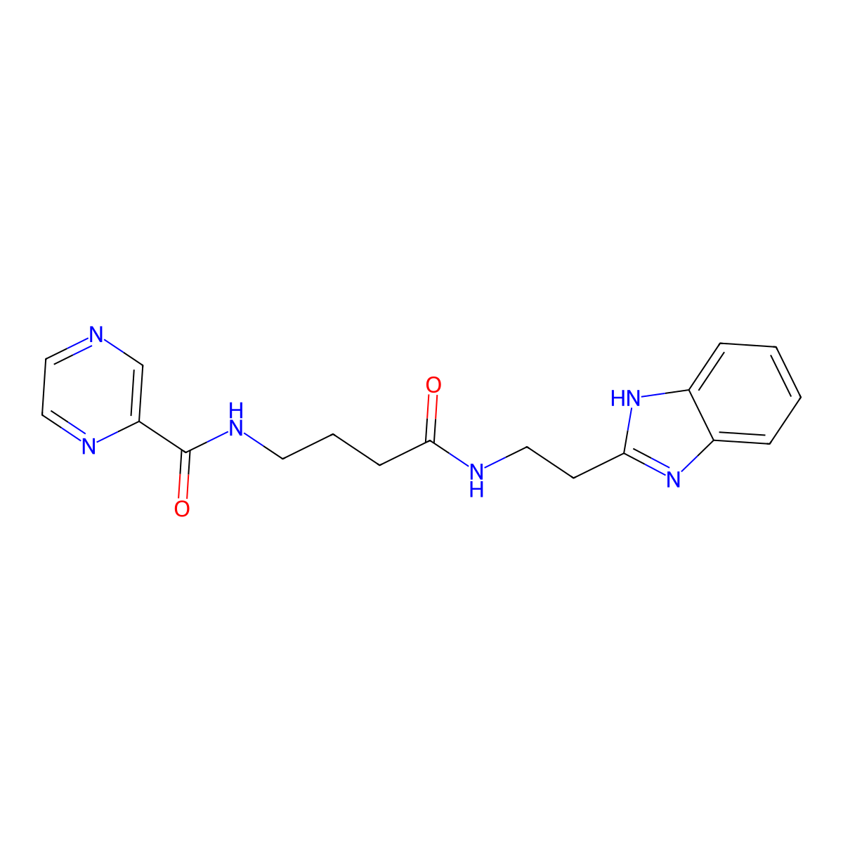 N-(4-{[2-(1H-benzimidazol-2-yl)ethyl]amino}-4-oxobutyl)pyrazine-2-carboxamide molecular structure, CAS 1676086-02-4