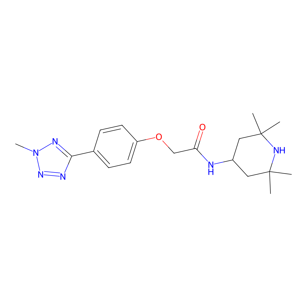 2-[4-(2-methyl-2H-tetrazol-5-yl)phenoxy]-N-(2,2,6,6-tetramethylpiperidin-4-yl)acetamide molecular structure, CAS 1676086-43-3