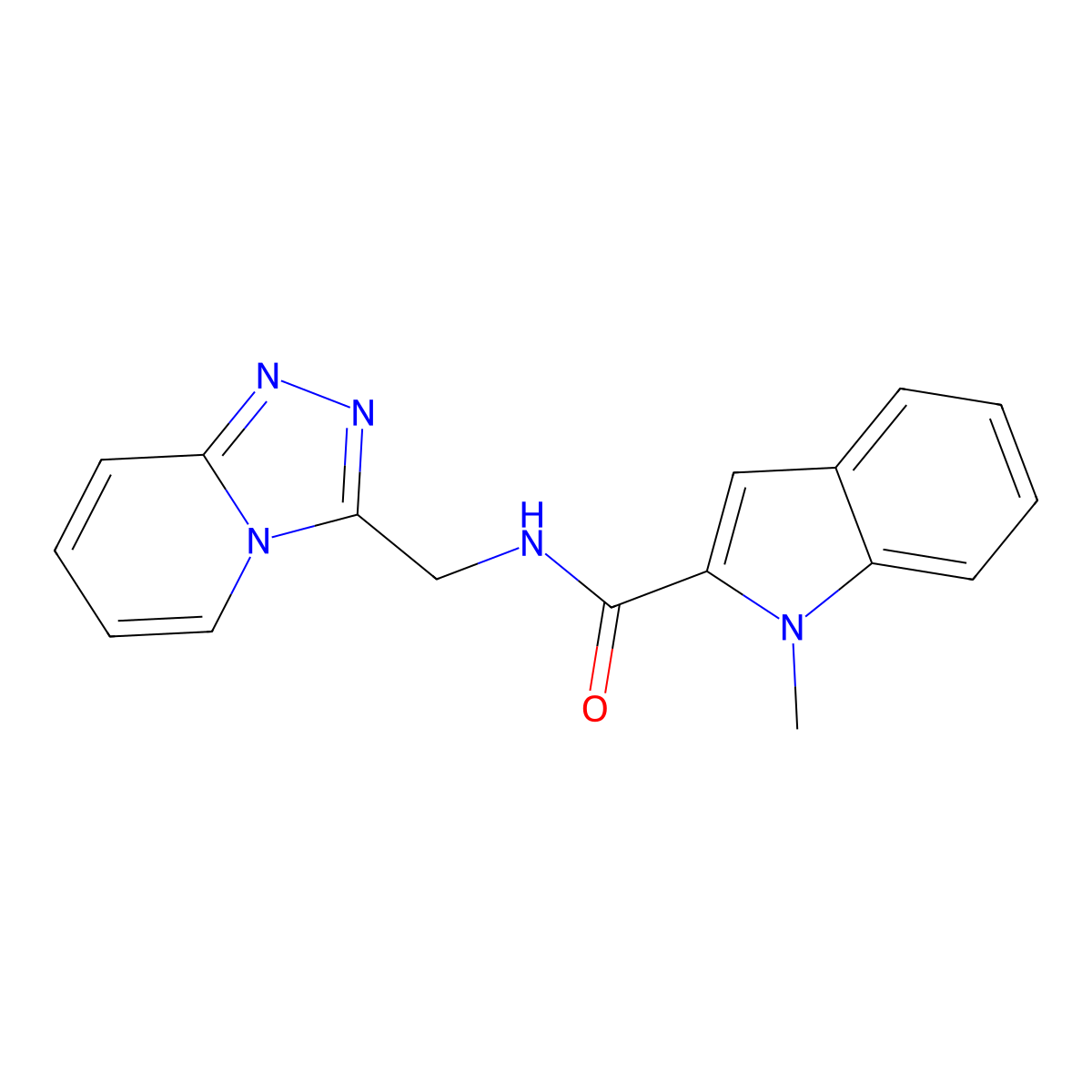 1-methyl-N-([1,2,4]triazolo[4,3-a]pyridin-3-ylmethyl)-1H-indole-2-carboxamide molecular structure, CAS 1676086-47-7