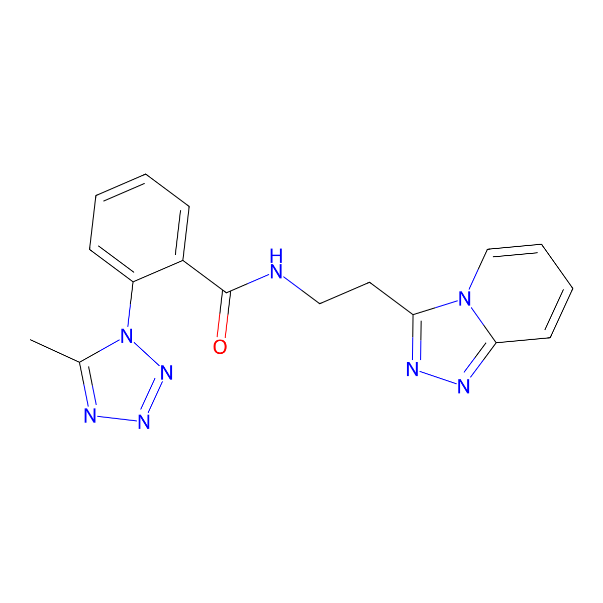 2-(5-methyl-1H-tetrazol-1-yl)-N-[2-([1,2,4]triazolo[4,3-a]pyridin-3-yl)ethyl]benzamide molecular structure, CAS 1676086-52-4