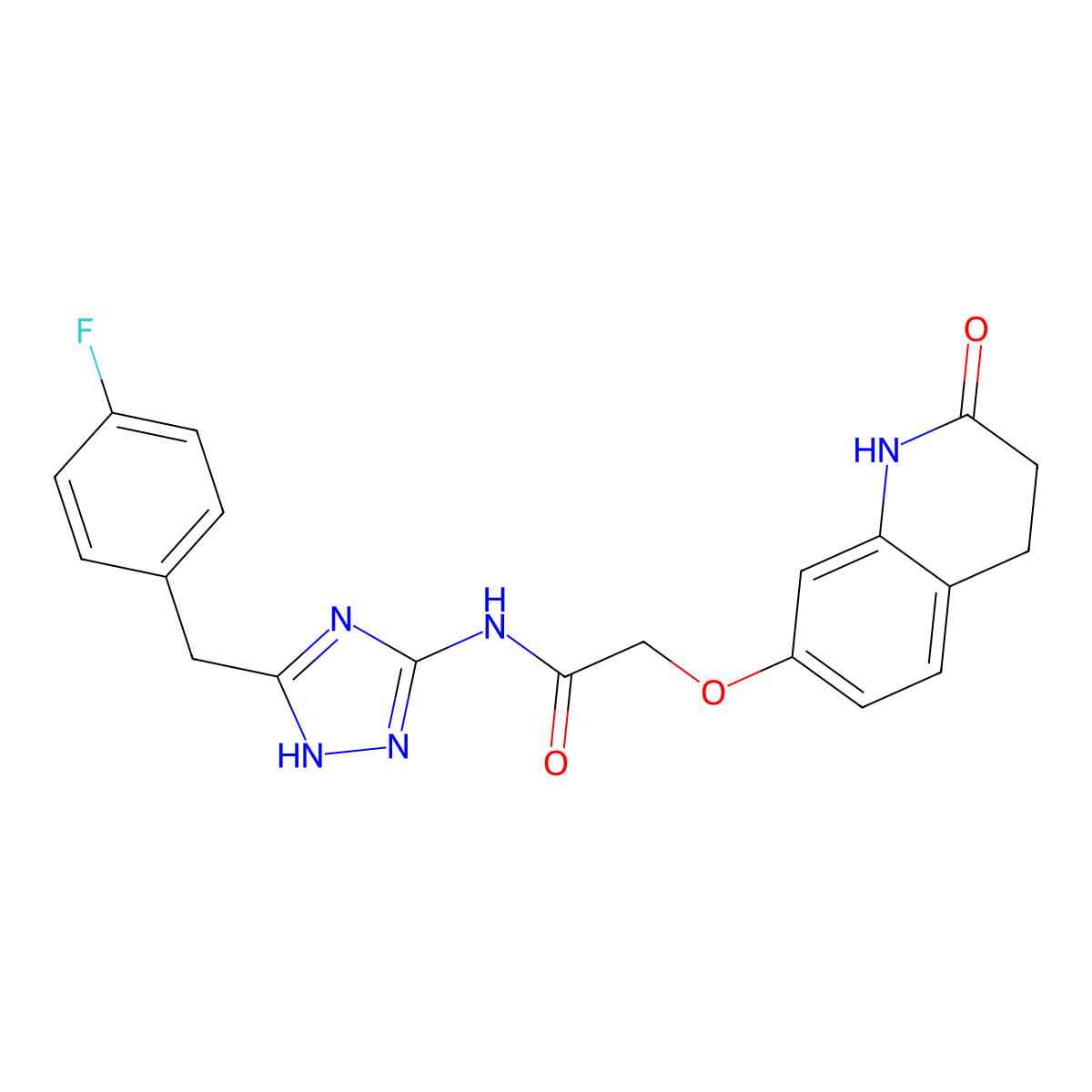 N-[5-(4-fluorobenzyl)-1H-1,2,4-triazol-3-yl]-2-[(2-hydroxy-3,4-dihydroquinolin-7-yl)oxy]acetamide molecular structure, CAS 1676086-54-6