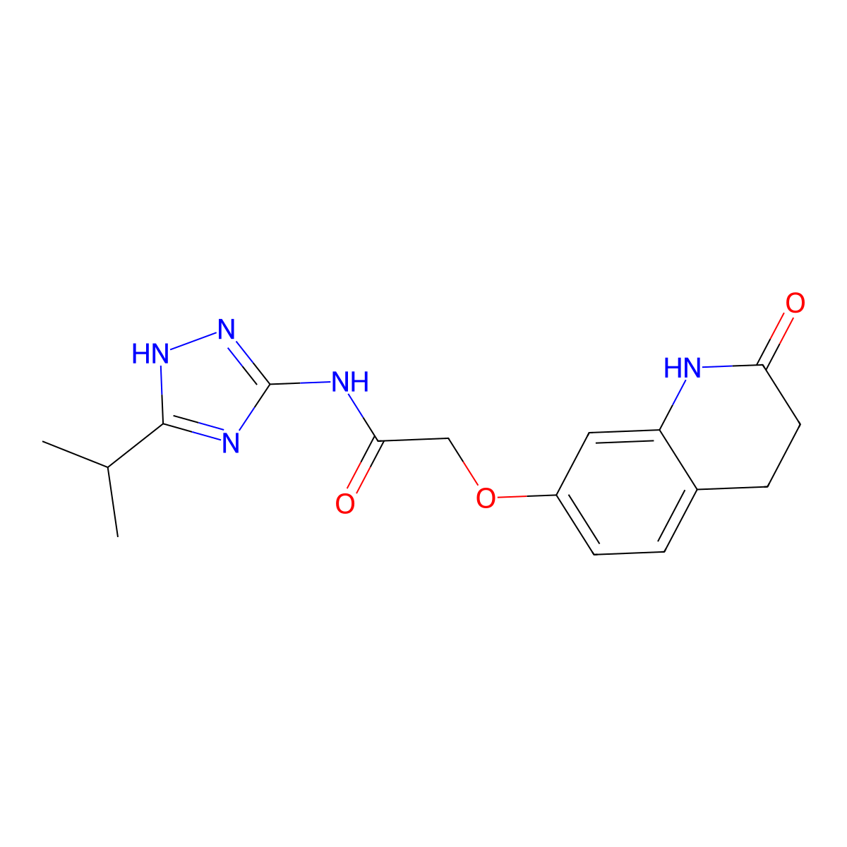2-[(2-hydroxy-3,4-dihydroquinolin-7-yl)oxy]-N-[5-(propan-2-yl)-1H-1,2,4-triazol-3-yl]acetamide molecular structure, CAS 1676087-00-5