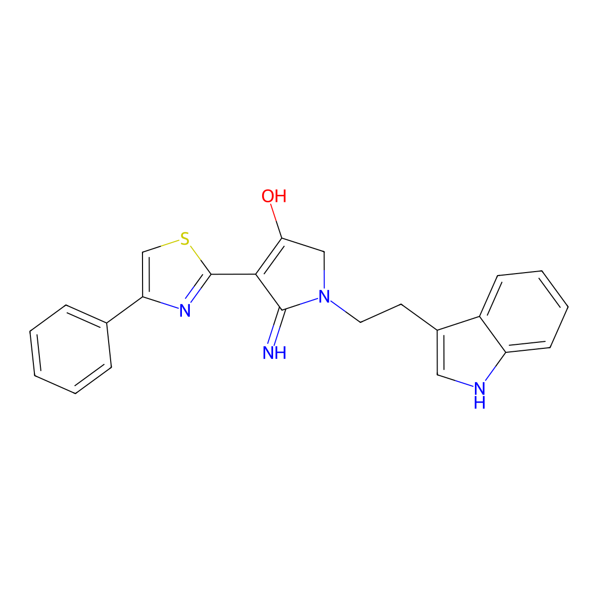 5-imino-1-[2-(1H-indol-3-yl)ethyl]-4-(4-phenyl-1,3-thiazol-2-yl)-2,5-dihydro-1H-pyrrol-3-ol molecular structure, CAS 1676087-32-3