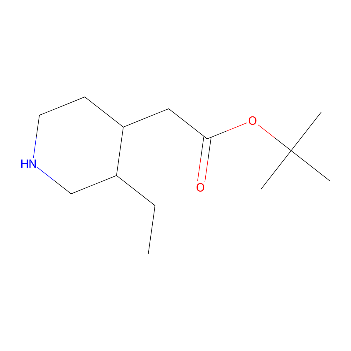 tert-butyl2-[(3R,4S)-3-ethylpiperidin-4-yl]acetate molecular structure, CAS 1676087-93-6