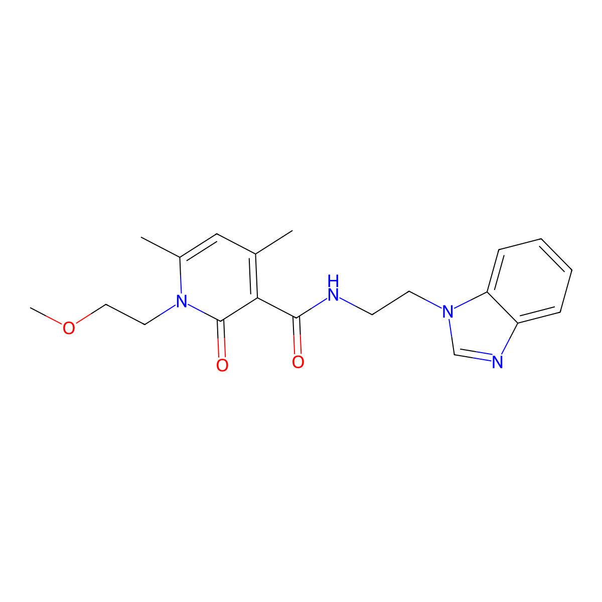 N-[2-(1H-benzimidazol-1-yl)ethyl]-1-(2-methoxyethyl)-4,6-dimethyl-2-oxo-1,2-dihydropyridine-3-carboxamide molecular structure, CAS 1676096-54-0