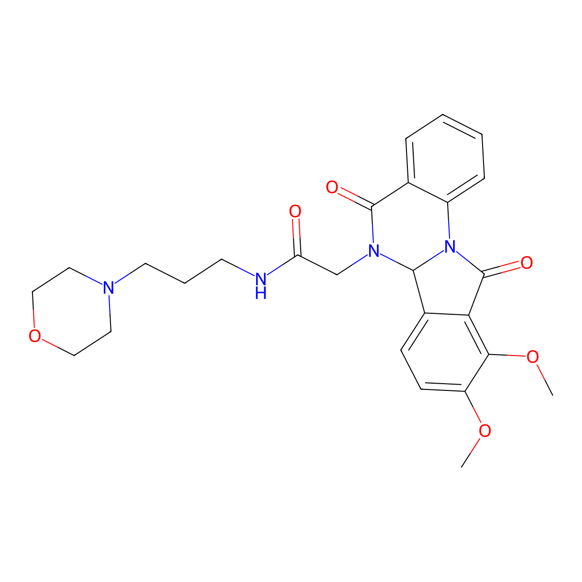 2-(9,10-dimethoxy-5,11-dioxo-6a,11-dihydroisoindolo[2,1-a]quinazolin-6(5H)-yl)-N-[3-(morpholin-4-yl)propyl]acetamide molecular structure, CAS 1676096-57-3
