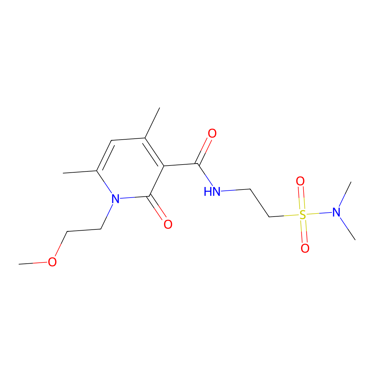N-[2-(dimethylsulfamoyl)ethyl]-1-(2-methoxyethyl)-4,6-dimethyl-2-oxo-1,2-dihydropyridine-3-carboxamide molecular structure, CAS 1676096-62-0