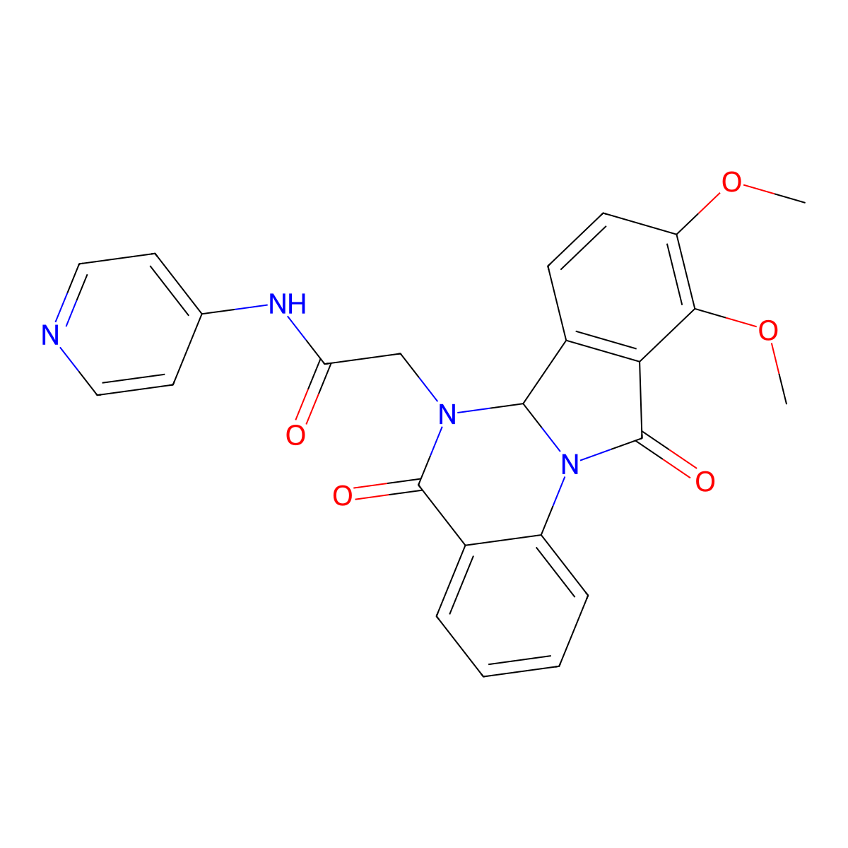2-(9,10-dimethoxy-5,11-dioxo-6a,11-dihydroisoindolo[2,1-a]quinazolin-6(5H)-yl)-N-(pyridin-4-yl)acetamide molecular structure, CAS 1676096-90-4