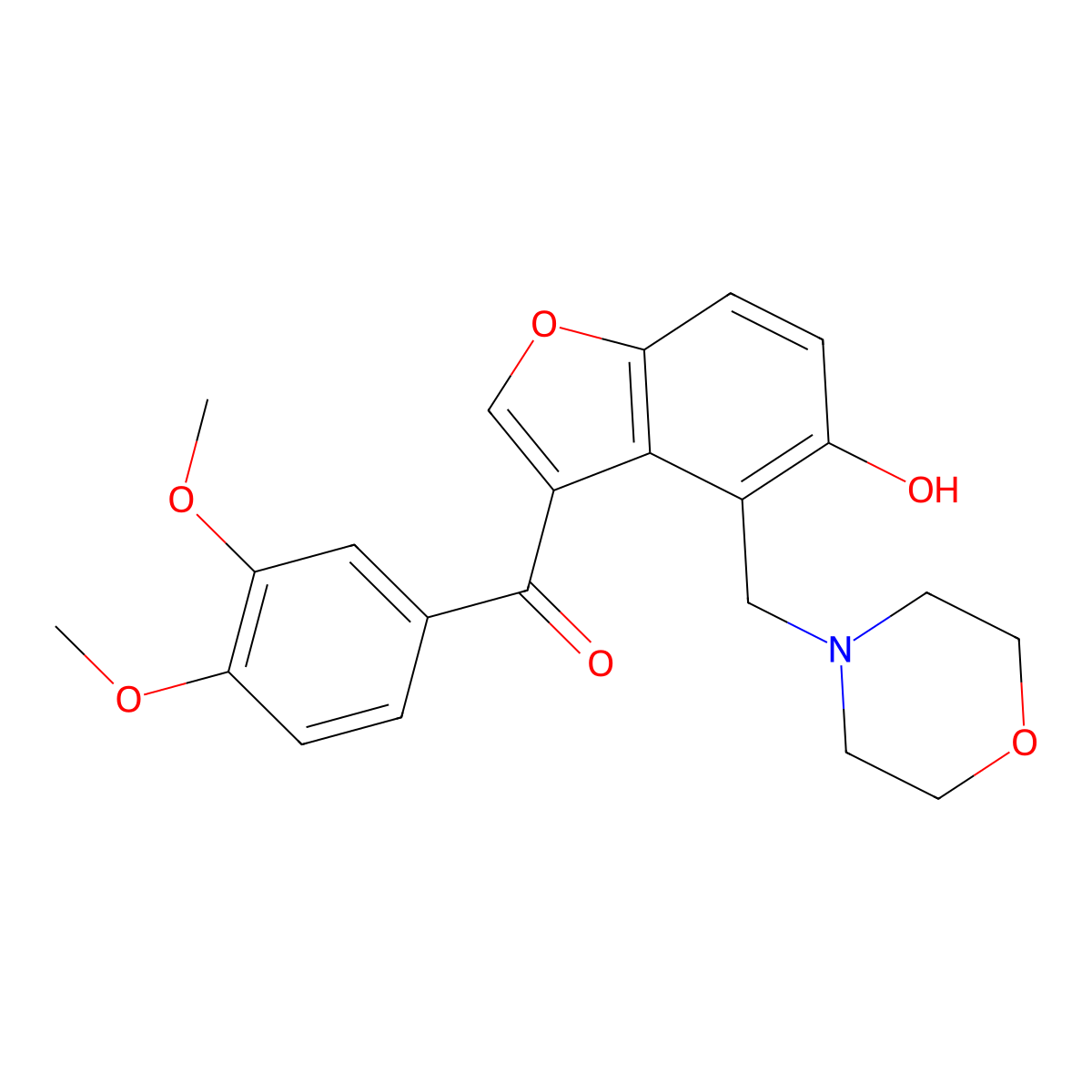 (3,4-Dimethoxyphenyl)[5-hydroxy-4-(morpholin-4-ylmethyl)-1-benzofuran-3-yl]methanone molecular structure, CAS 1676097-13-4