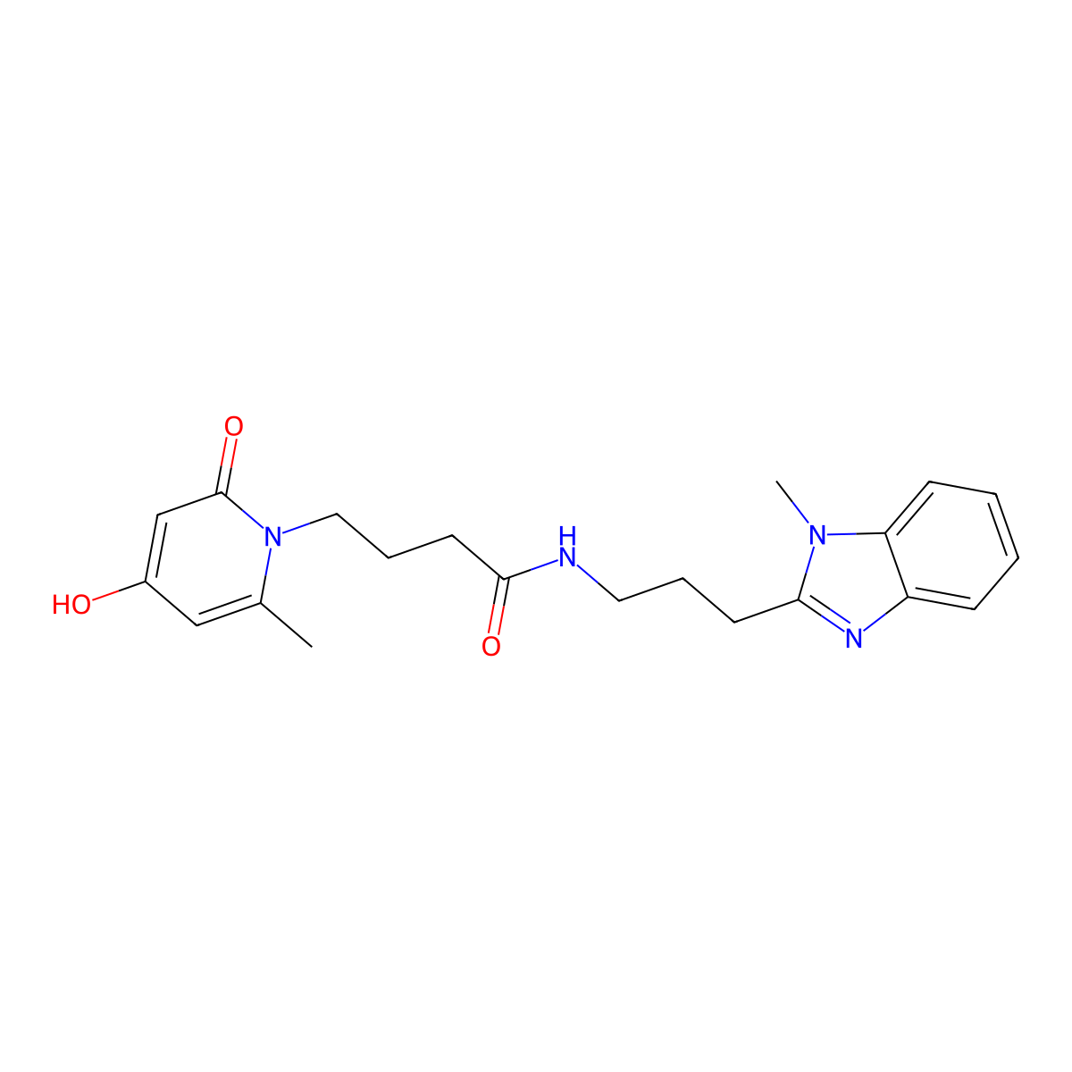 4-(4-hydroxy-6-methyl-2-oxopyridin-1(2H)-yl)-N-[3-(1-methyl-1H-benzimidazol-2-yl)propyl]butanamide molecular structure, CAS 1676097-19-0