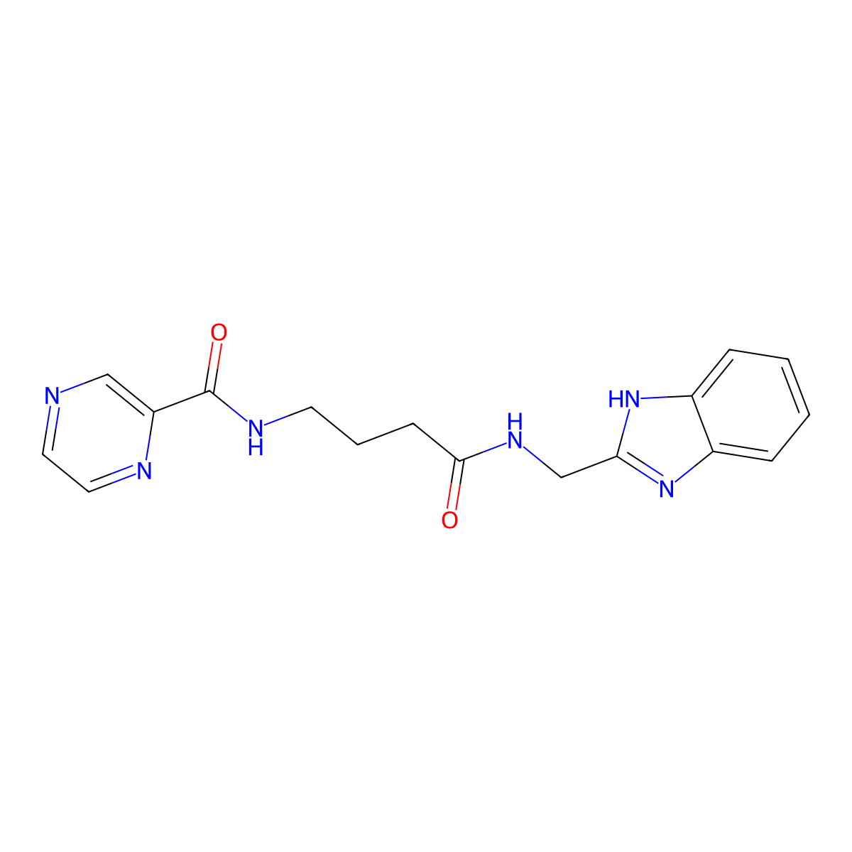 N-{4-[(1H-1,3-benzimidazol-2-ylmethyl)amino]-4-oxobutyl}-2-pyrazinecarboxamide molecular structure, CAS 1676097-37-2