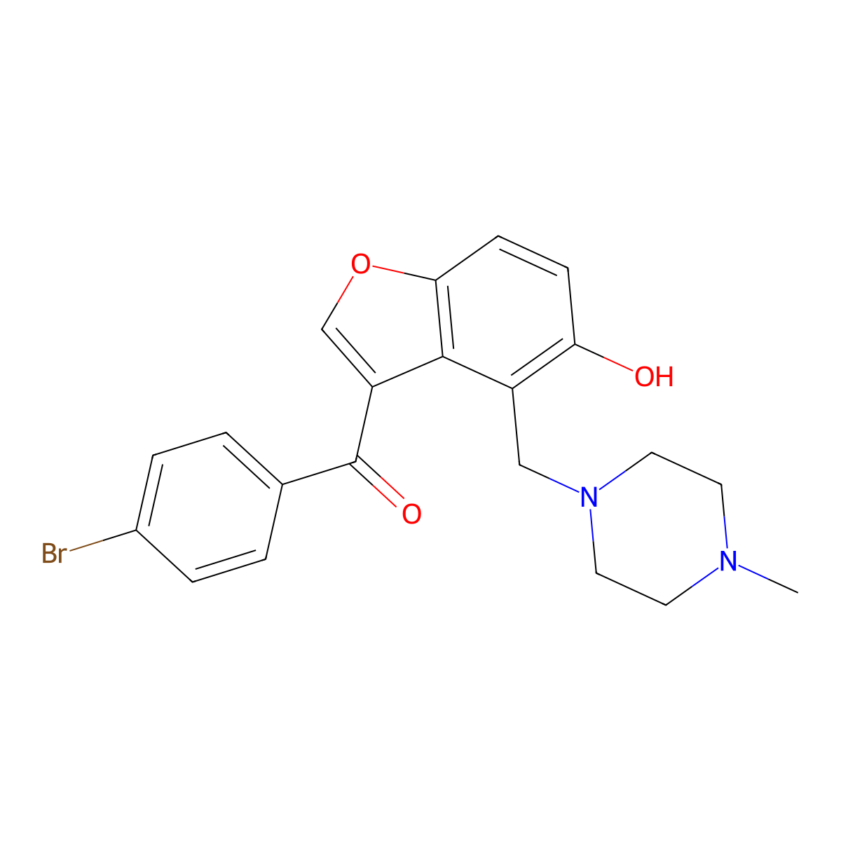 (4-Bromophenyl){5-hydroxy-4-[(4-methylpiperazin-1-yl)methyl]-1-benzofuran-3-yl}methanone molecular structure, CAS 1676097-59-8