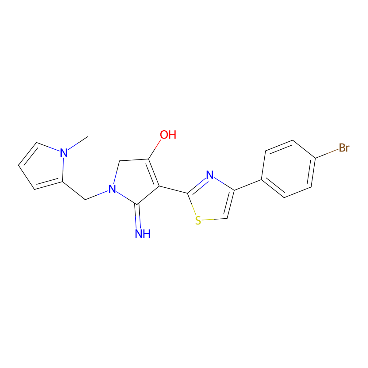 4-[4-(4-bromophenyl)-1,3-thiazol-2-yl]-5-imino-1-[(1-methyl-1H-pyrrol-2-yl)methyl]-2,5-dihydro-1H-pyrrol-3-ol molecular structure, CAS 1676097-68-9