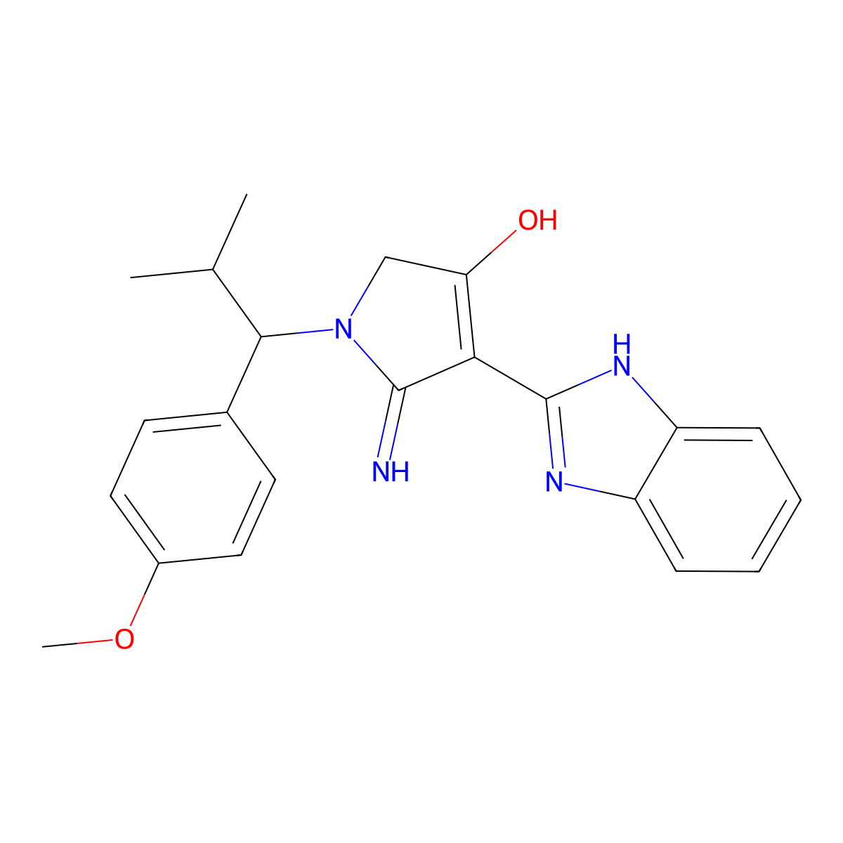 4-(1H-benzimidazol-2-yl)-5-imino-1-[1-(4-methoxyphenyl)-2-methylpropyl]-2,5-dihydro-1H-pyrrol-3-ol molecular structure, CAS 1676098-31-9