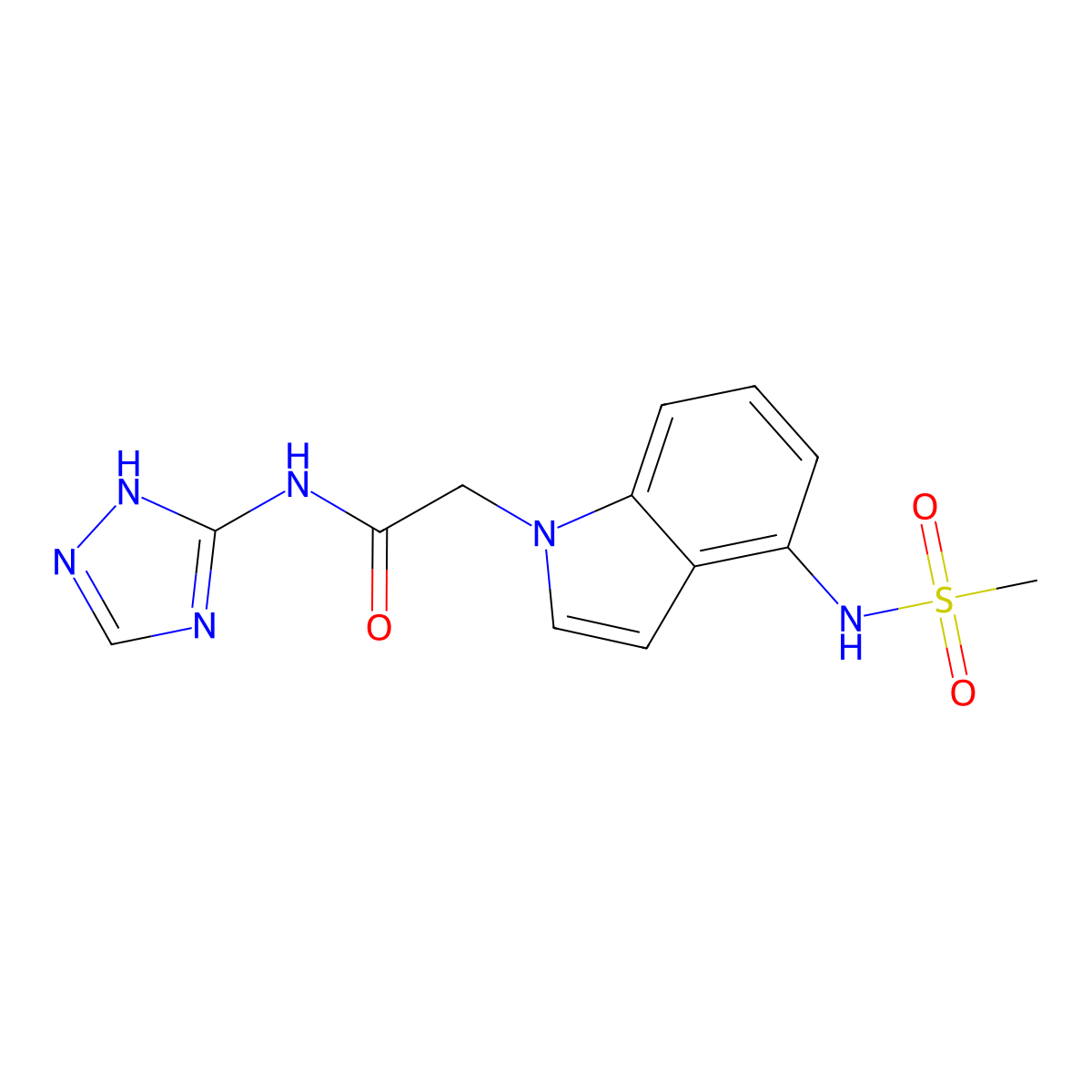 2-{4-[(methylsulfonyl)amino]-1H-indol-1-yl}-N-(1H-1,2,4-triazol-3-yl)acetamide molecular structure, CAS 1676098-59-1