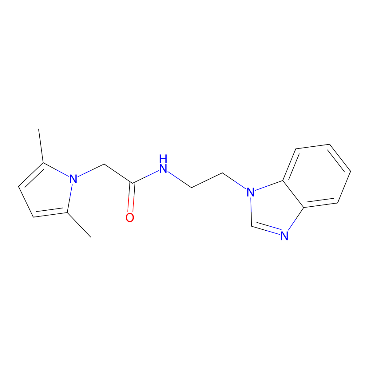 N-[2-(1H-benzimidazol-1-yl)ethyl]-2-(2,5-dimethyl-1H-pyrrol-1-yl)acetamide molecular structure, CAS 1676101-63-5