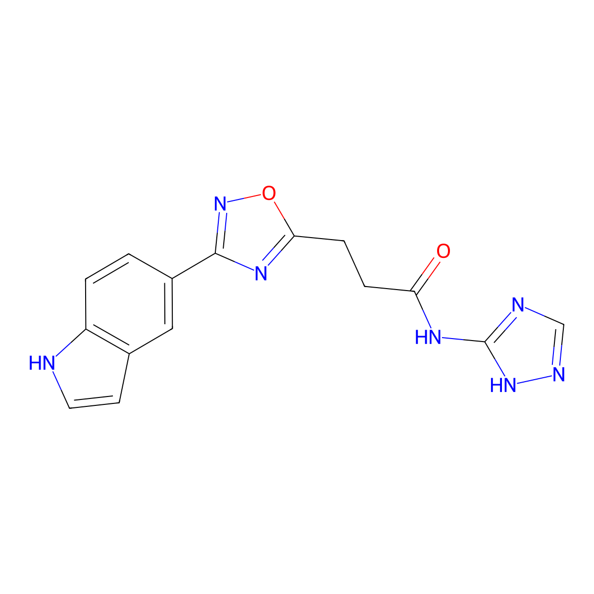 3-[3-(1H-indol-5-yl)-1,2,4-oxadiazol-5-yl]-N-(1H-1,2,4-triazol-3-yl)propanamide molecular structure, CAS 1676101-79-3