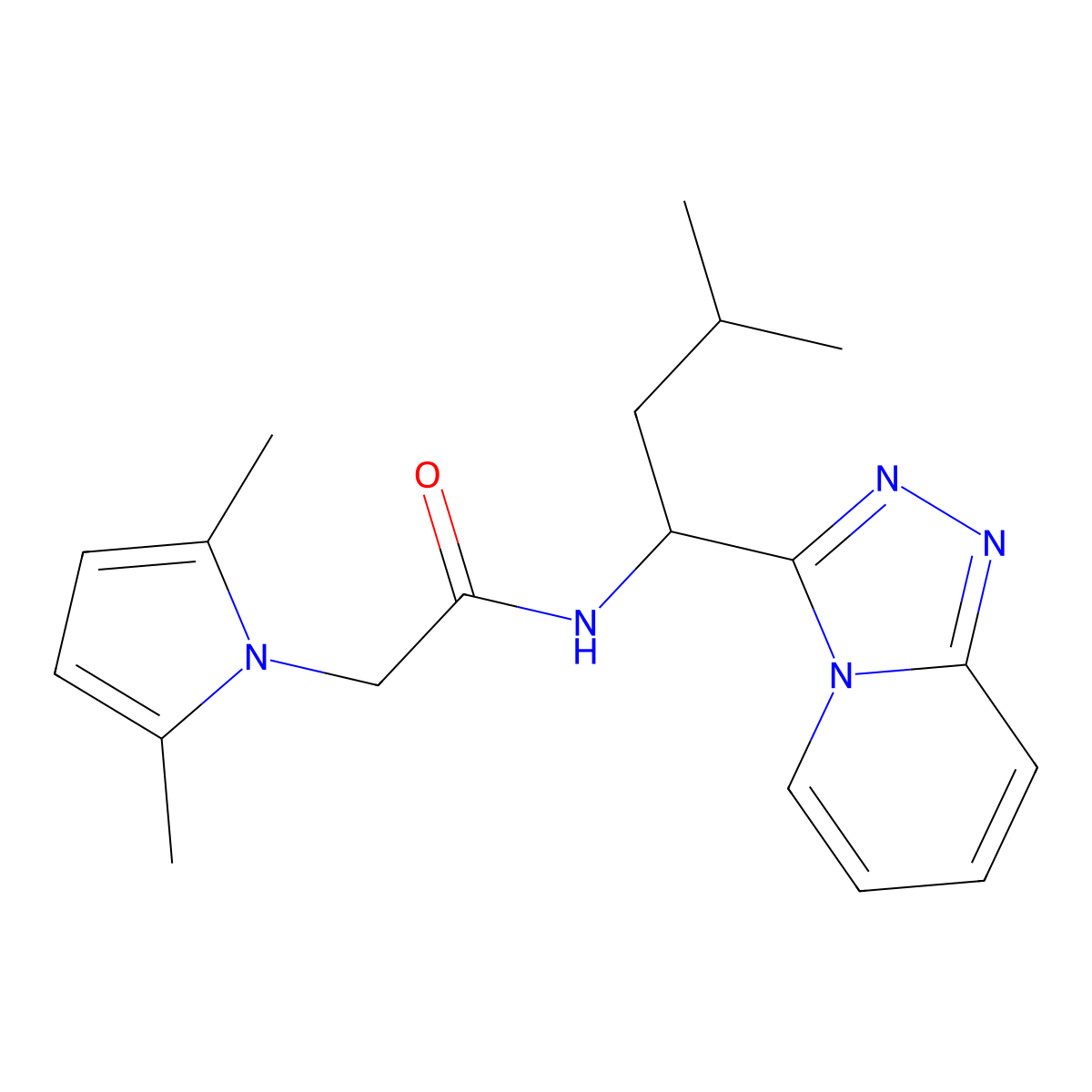 2-(2,5-dimethyl-1H-pyrrol-1-yl)-N-[3-methyl-1-([1,2,4]triazolo[4,3-a]pyridin-3-yl)butyl]acetamide molecular structure, CAS 1676101-86-2