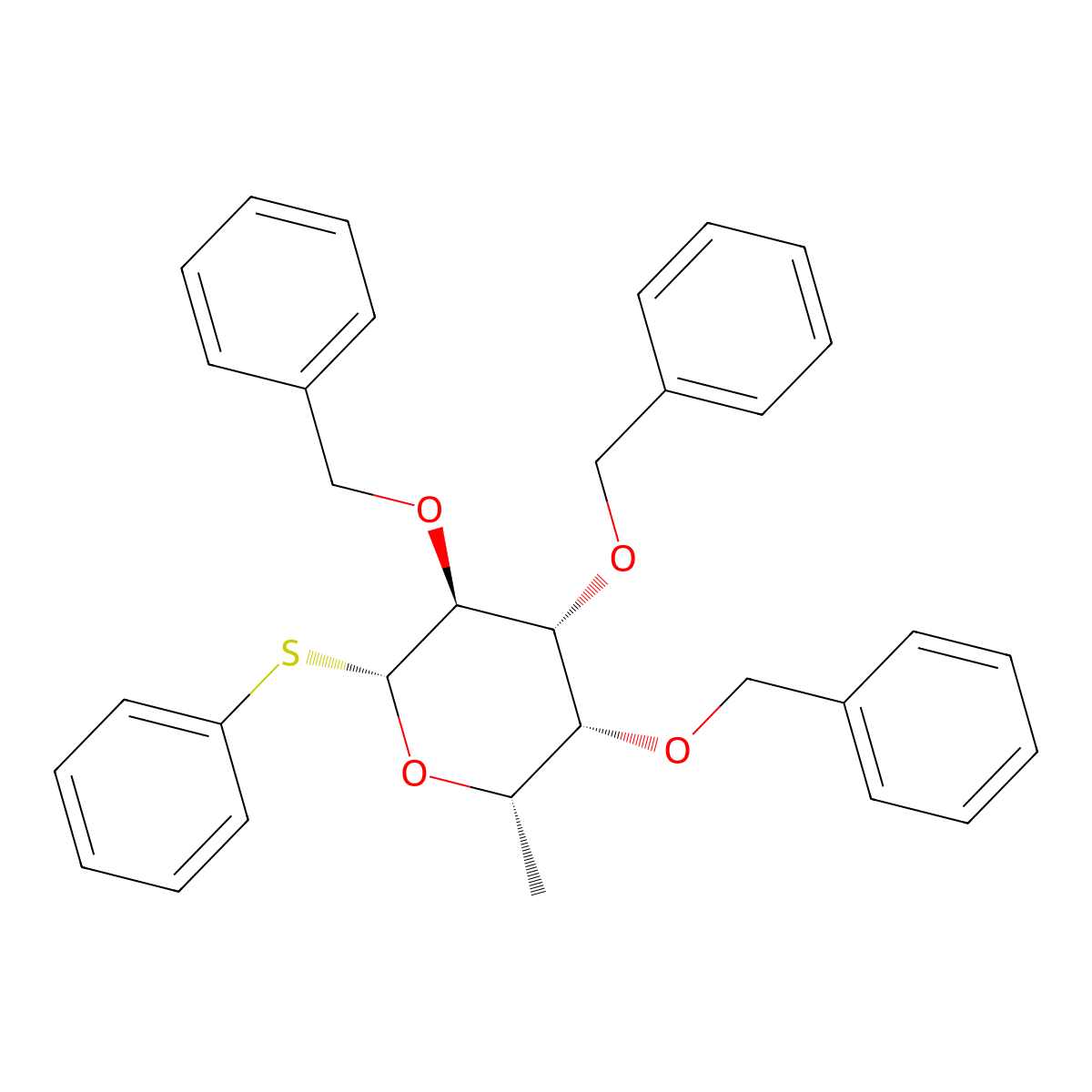 Phenyl 2,3,4-Tri-O-benzyl-1-thio-beta-L-fucopyranoside molecular structure, CAS 167612-35-3