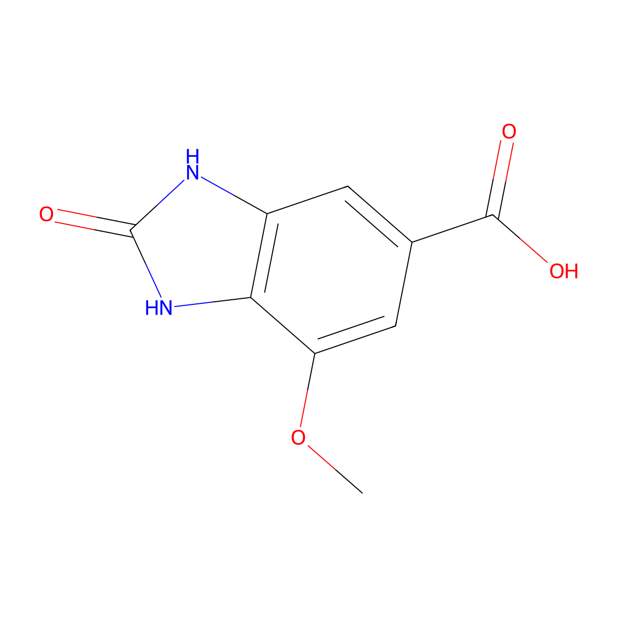 7-methoxy-2-oxo-2,3-dihydro-1H-1,3-benzodiazole-5-carboxylic acid molecular structure, CAS 167627-02-3