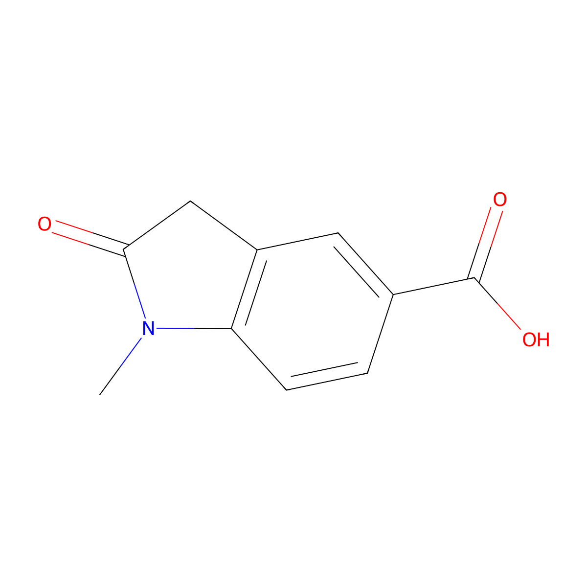 2,3-Dihydro-1-methyl-2-oxo-1H-indole-5-carboxylic acid molecular structure, CAS 167627-05-6