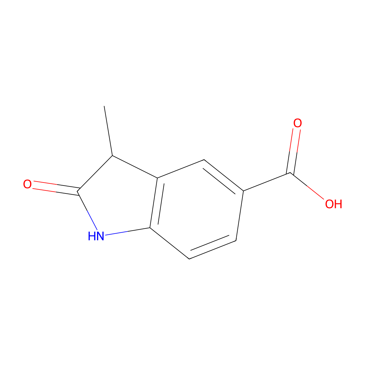 3-methyl-2-oxo-2,3-dihydro-1H-indole-5-carboxylic acid molecular structure, CAS 167627-06-7