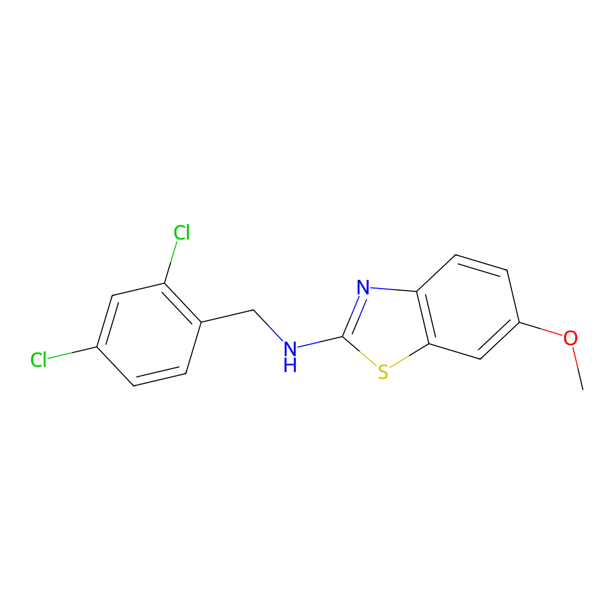 N-[(2,4-dichlorophenyl)methyl]-6-methoxy-1,3-benzothiazol-2-amine molecular structure, CAS 16763-13-6