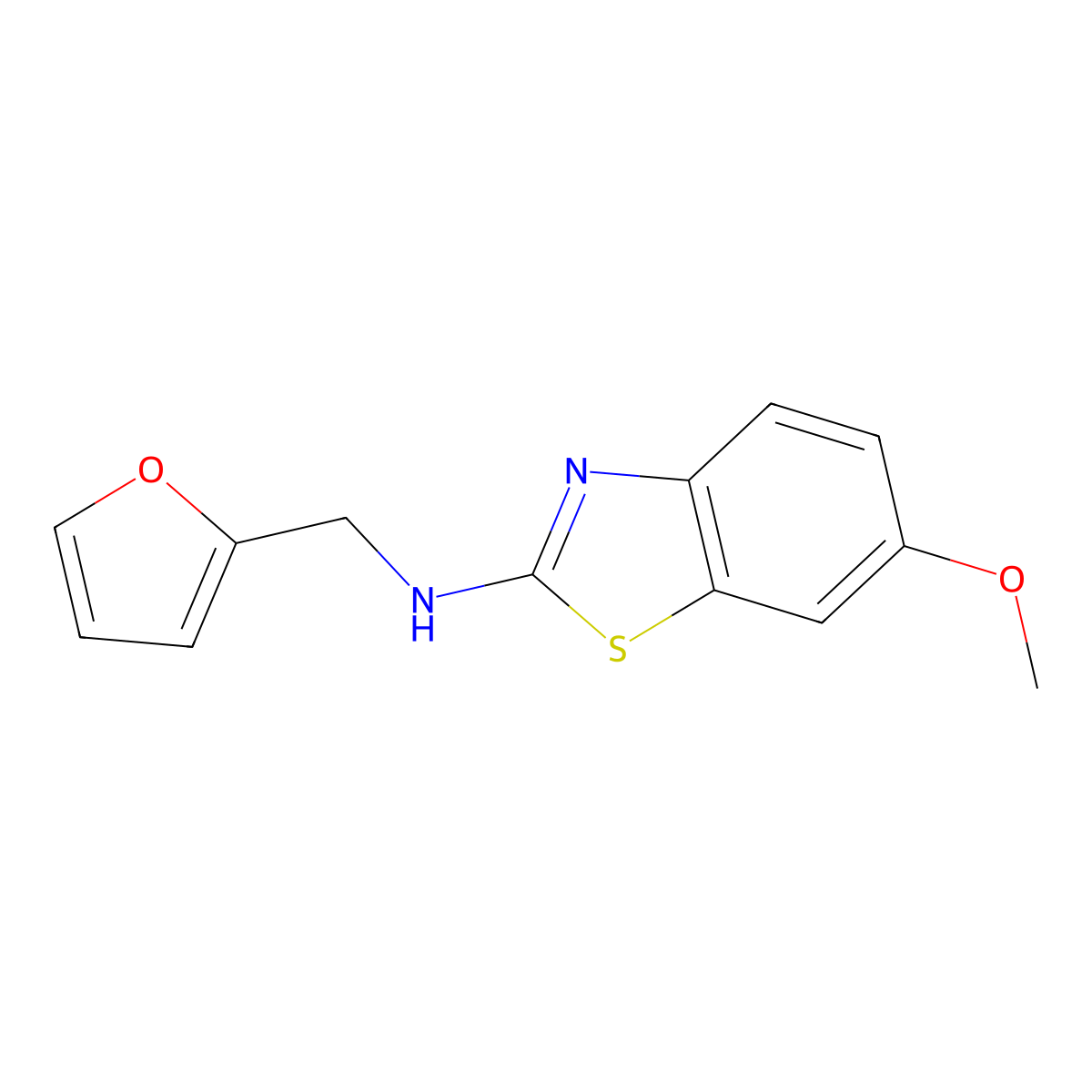 N-(2-furylmethyl)-6-methoxy-1,3-benzothiazol-2-amine molecular structure, CAS 16763-25-0