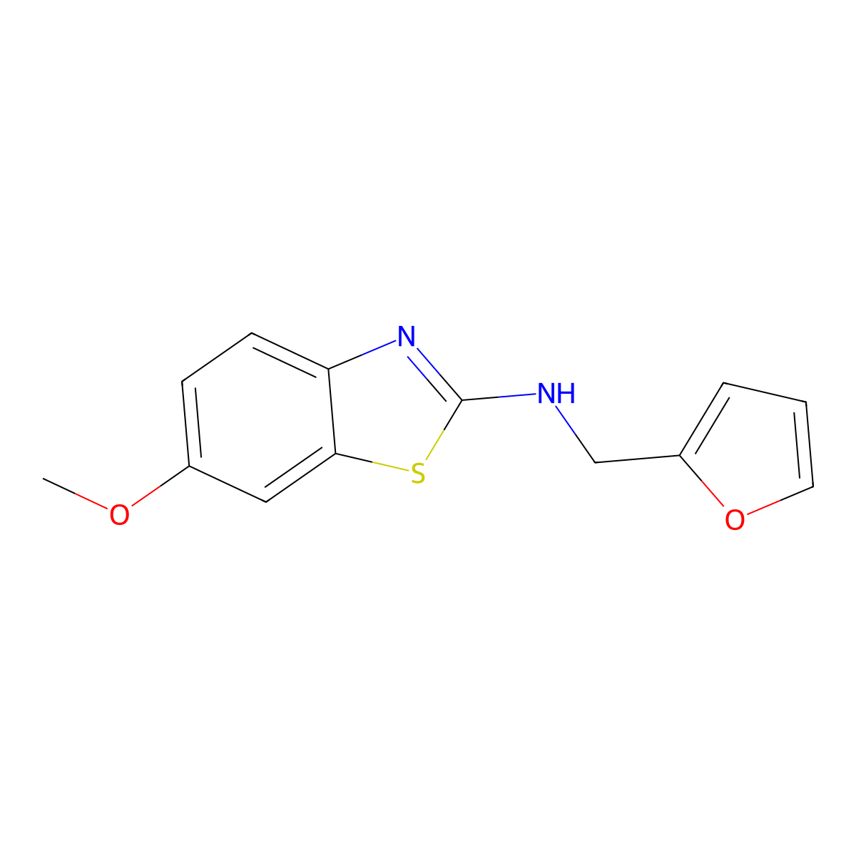 N-(2-furylmethyl)-6-methoxy-1,3-benzothiazol-2-amine molecular structure, CAS 16763-25-0