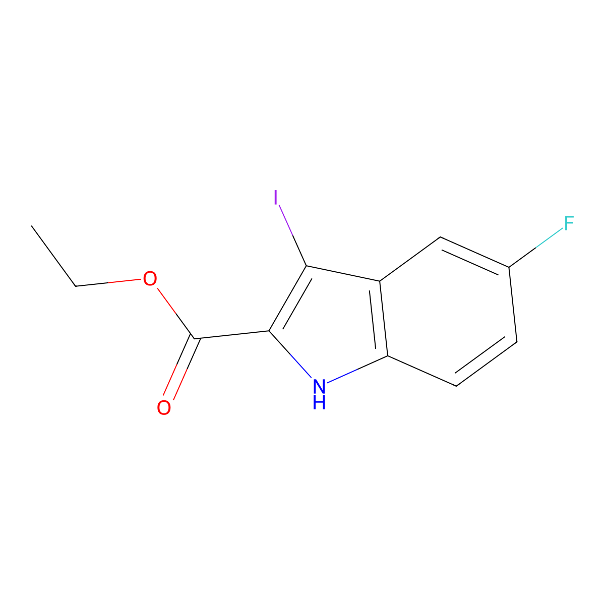 Ethyl 5-fluoro-3-iodo-1H-indole-2-carboxylate molecular structure, CAS 167631-21-2