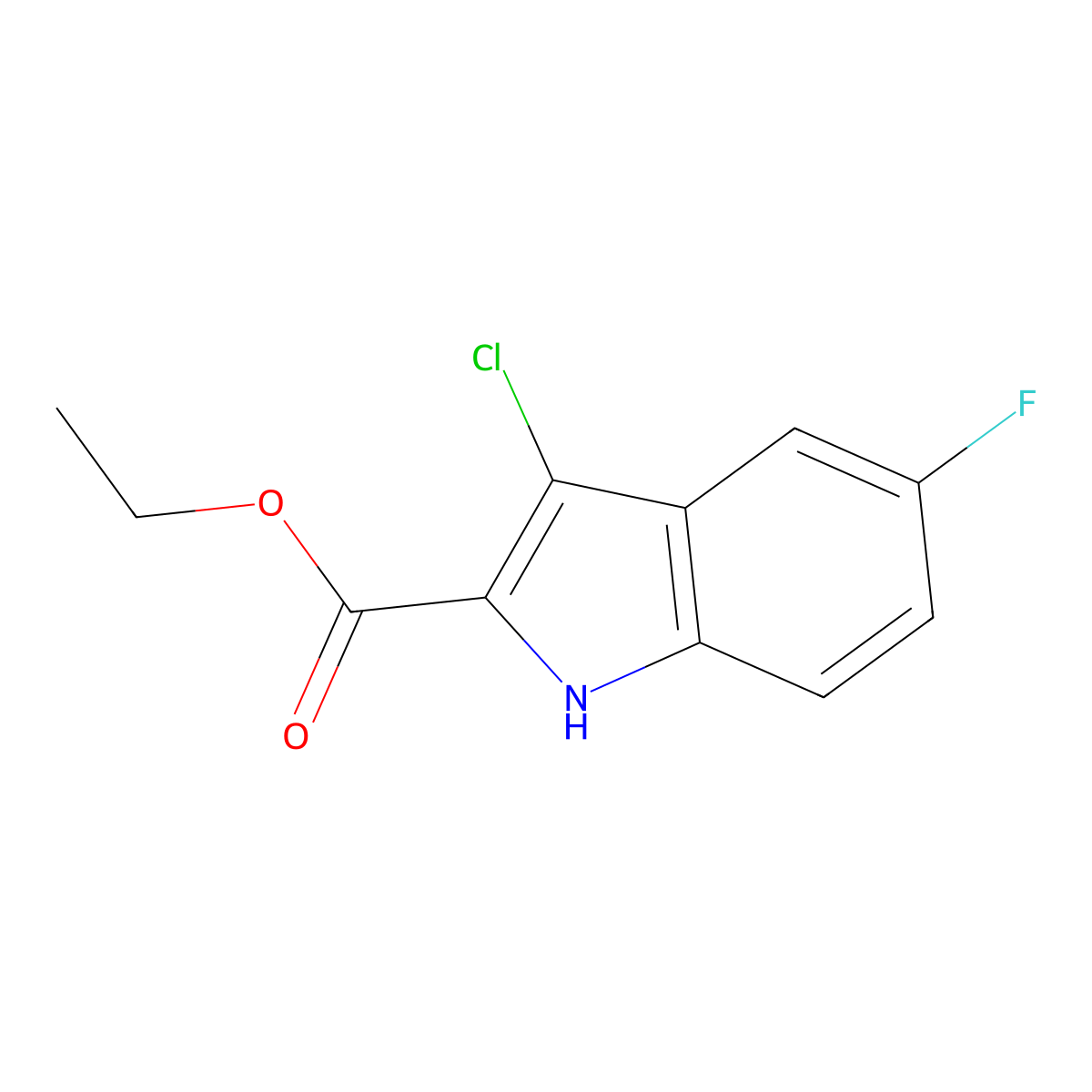 Ethyl 3-chloro-5-fluoroindole-2-carboxylate molecular structure, CAS 167631-23-4