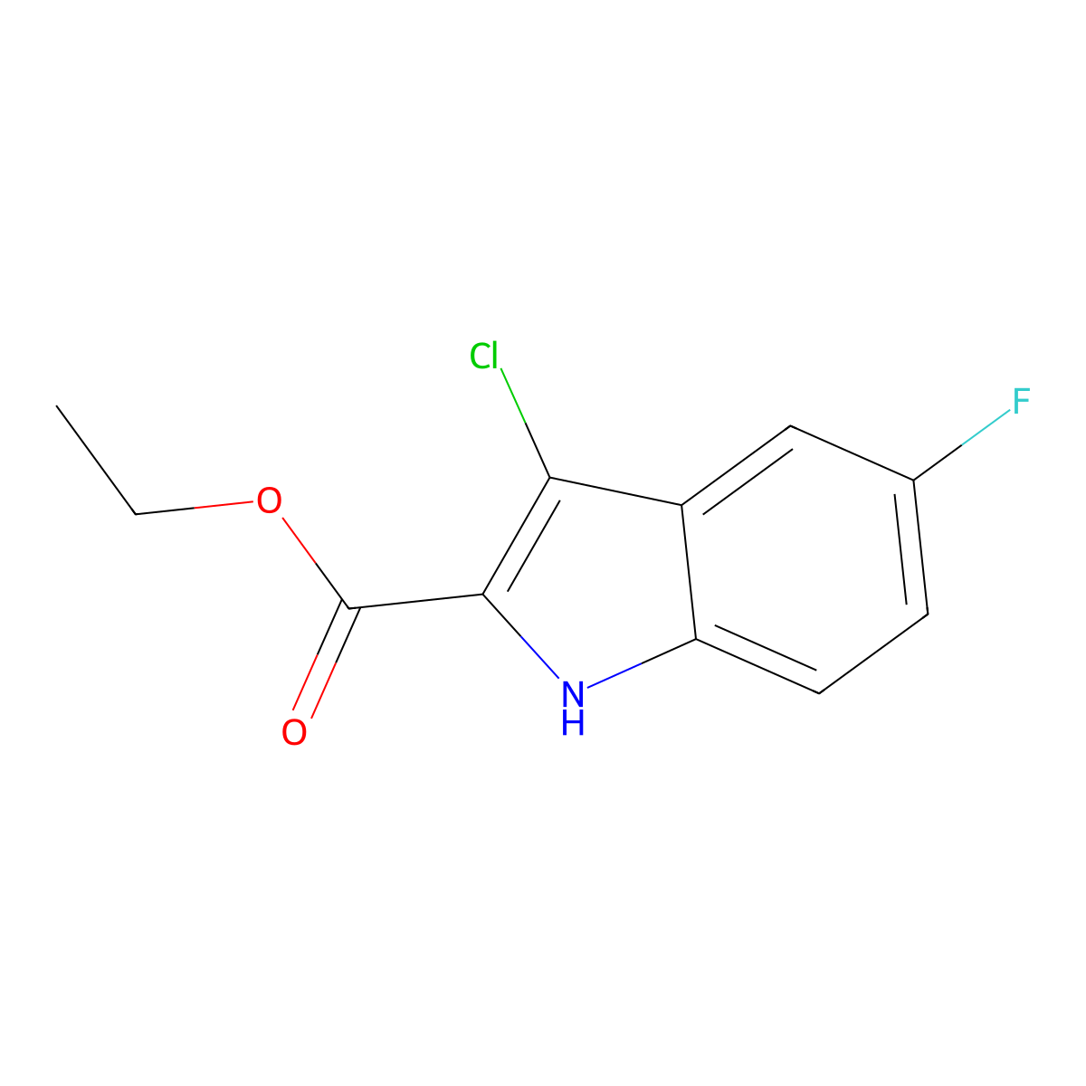Ethyl 3-chloro-5-fluoroindole-2-carboxylate molecular structure, CAS 167631-23-4